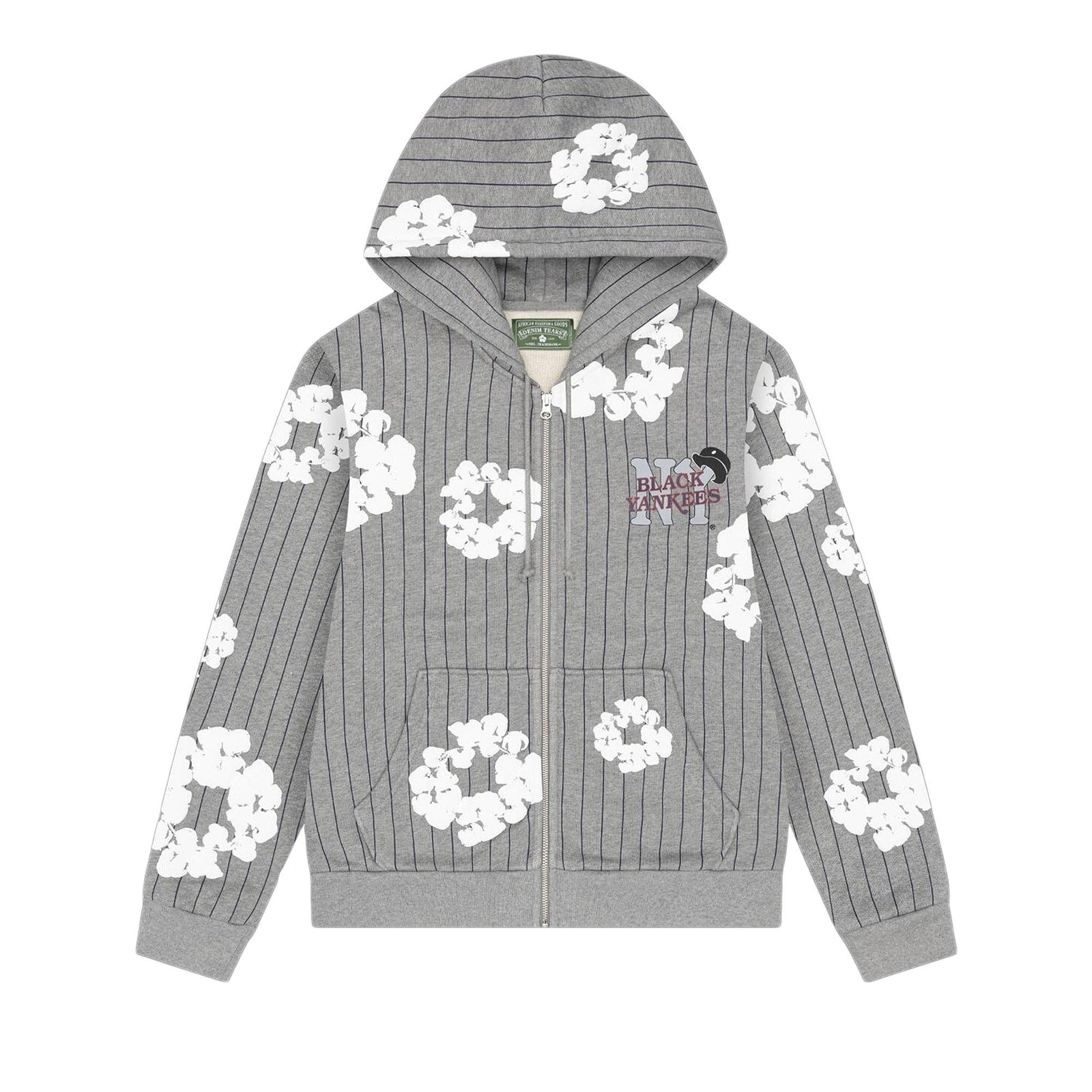 Denim Tears Pinstripe Wreath Zip Hoodie Grey - Im Your Wardrobe