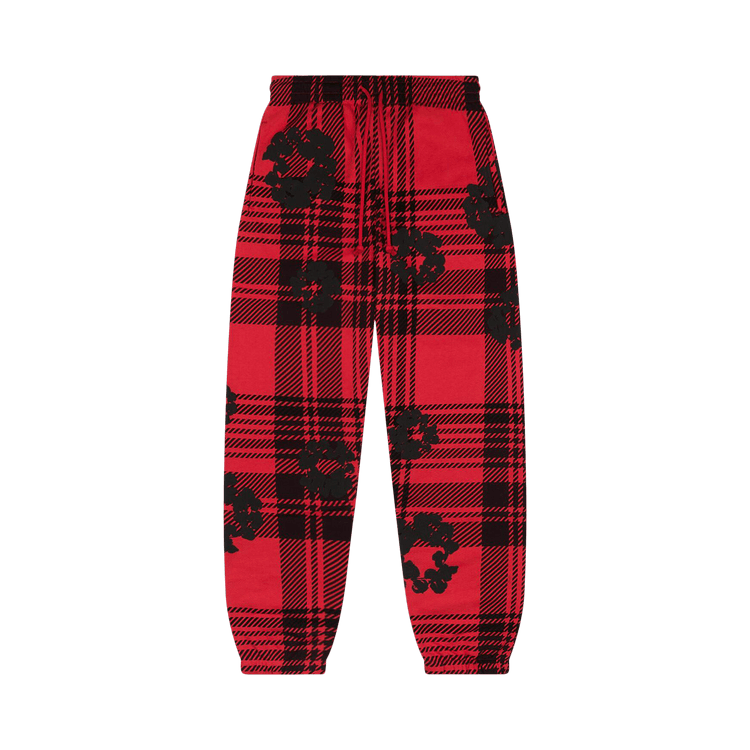 Denim Tears Plaid Cotton Wreath Sweatpants Red - Im Your Wardrobe