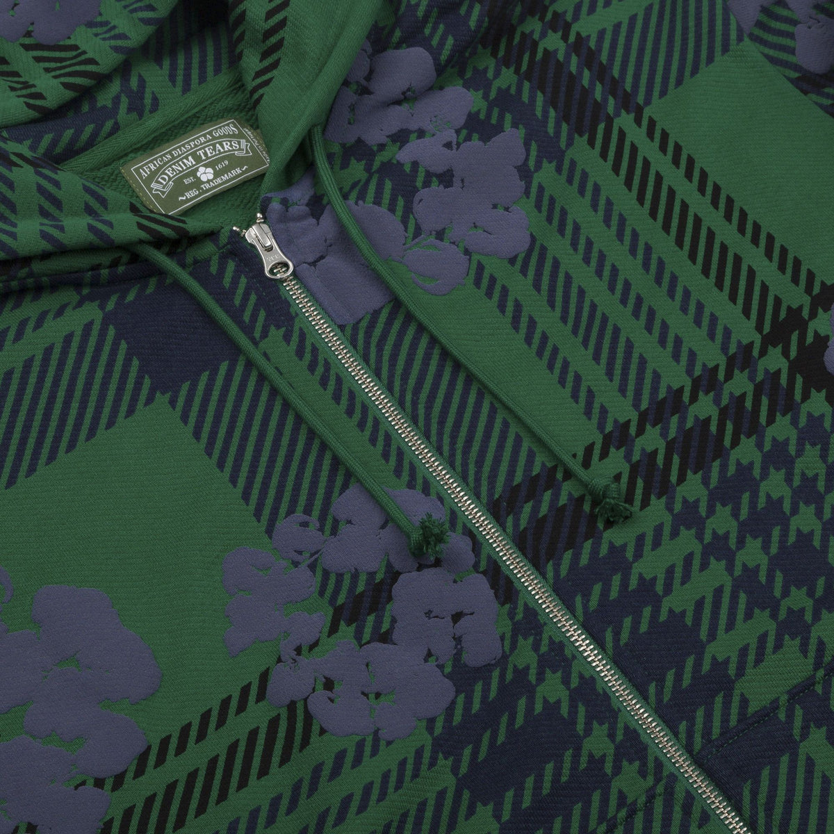 Denim Tears Plaid Cotton Wreath Zip Hoodie Green - Im Your Wardrobe