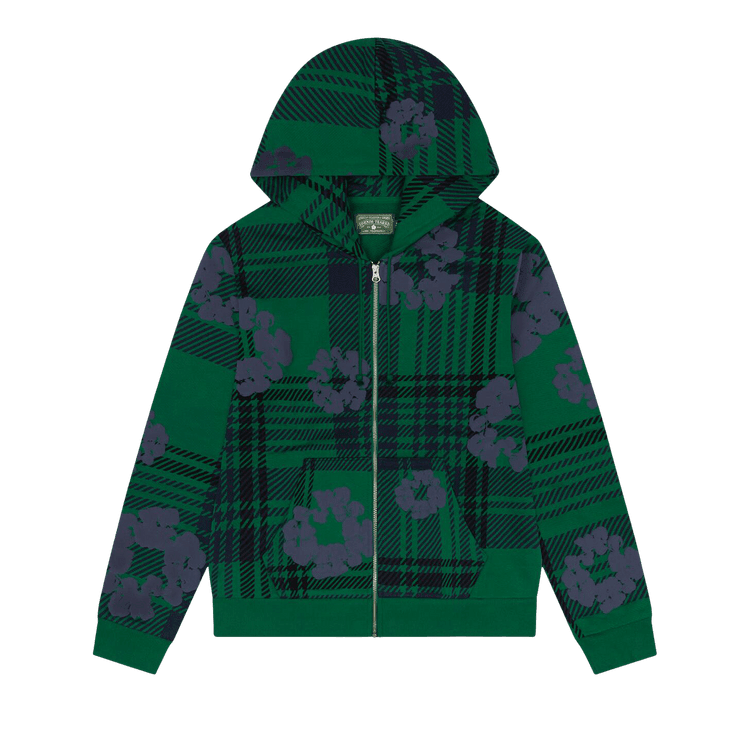 Denim Tears Plaid Cotton Wreath Zip Hoodie Green - Im Your Wardrobe