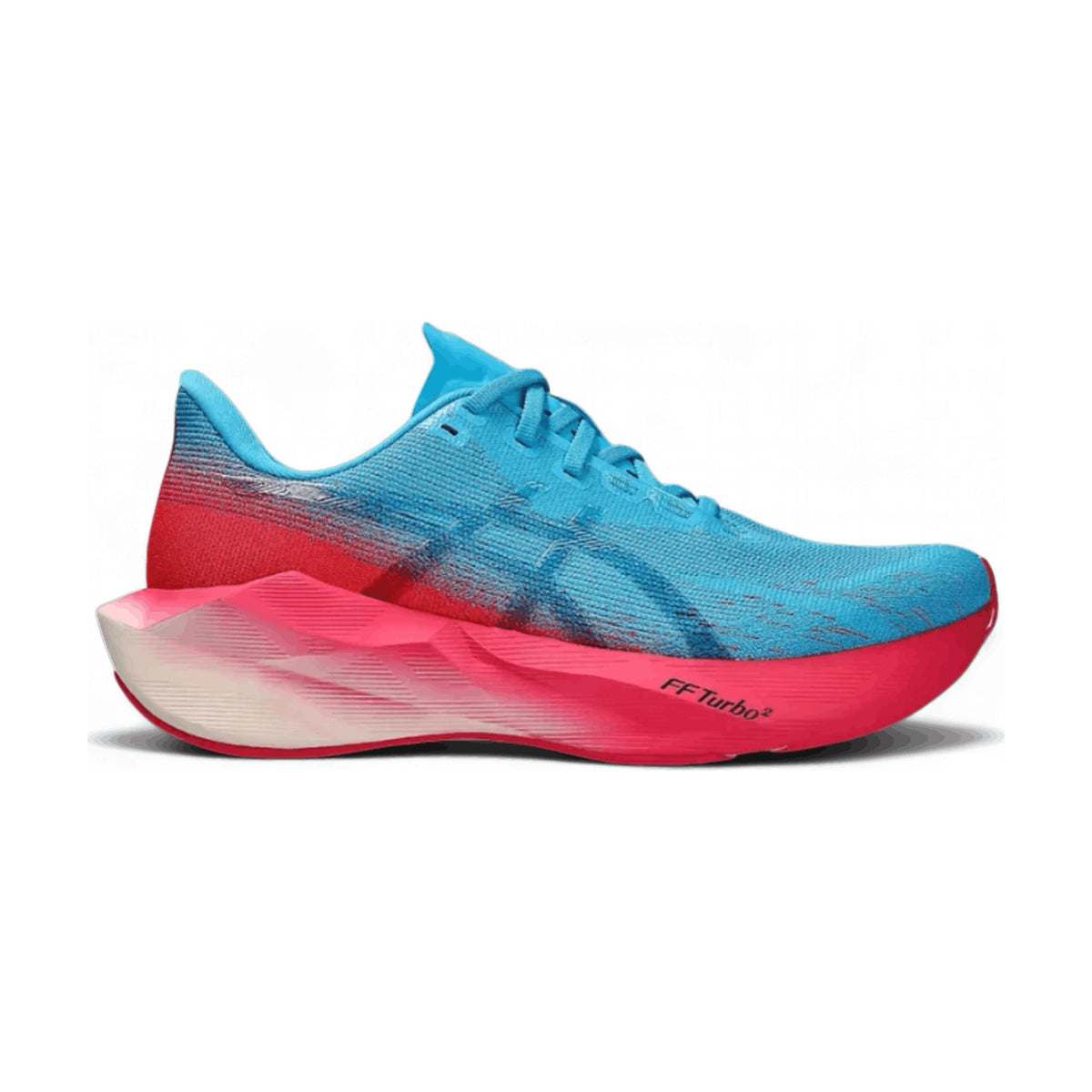 Distance x ASICS Novablast 6 Digital Aqua front