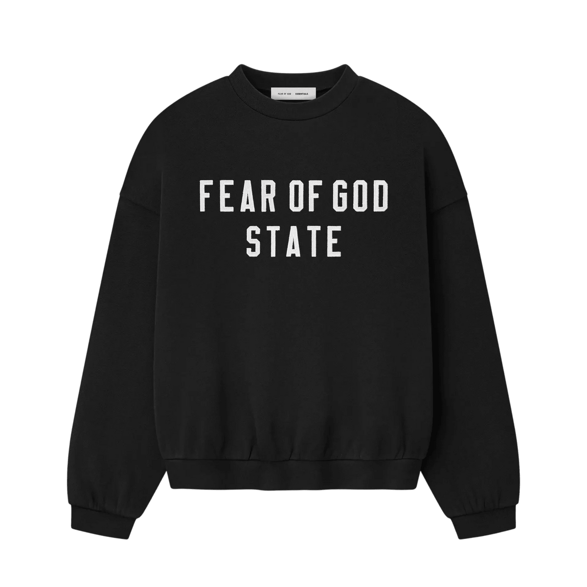 Fear of God Essentials 90's Fleece Crewneck Jet Black - Im Your Wardrobe