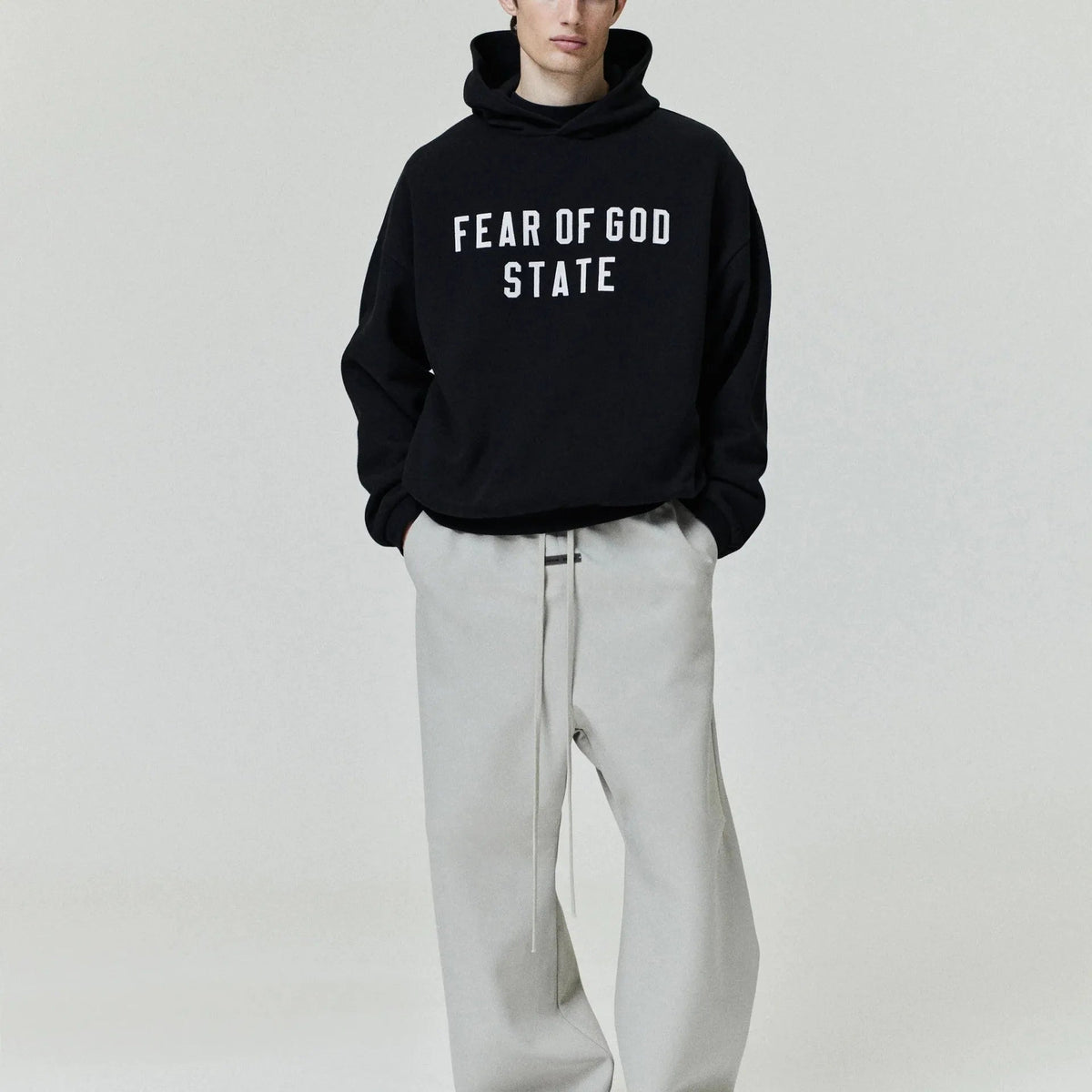 Fear of God Essentials 90&#39;s Fleece Hoodie Jet Black - Im Your Wardrobe