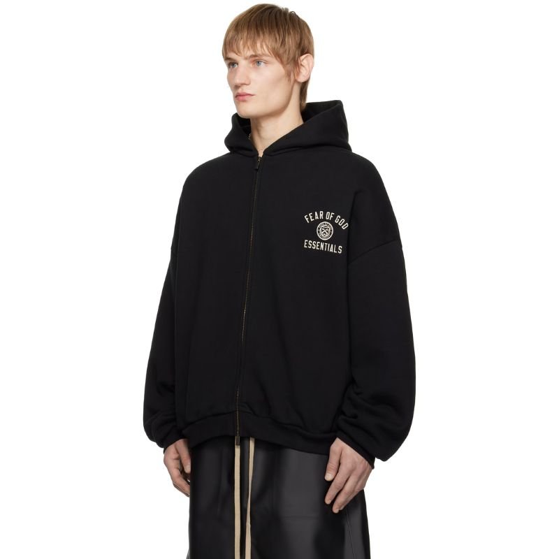 Fear of God Essentials Black Heavy Fleece Fullzip Hoodie - Im Your Wardrobe