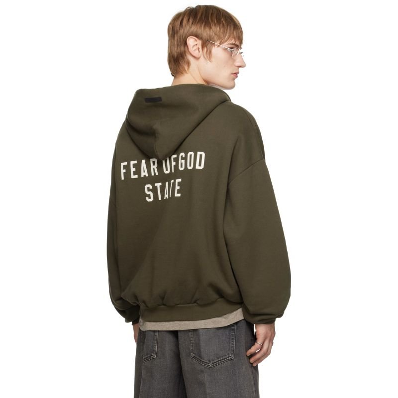 Fear of God Essentials Brown Heavy Fleece Fullzip Hoodie