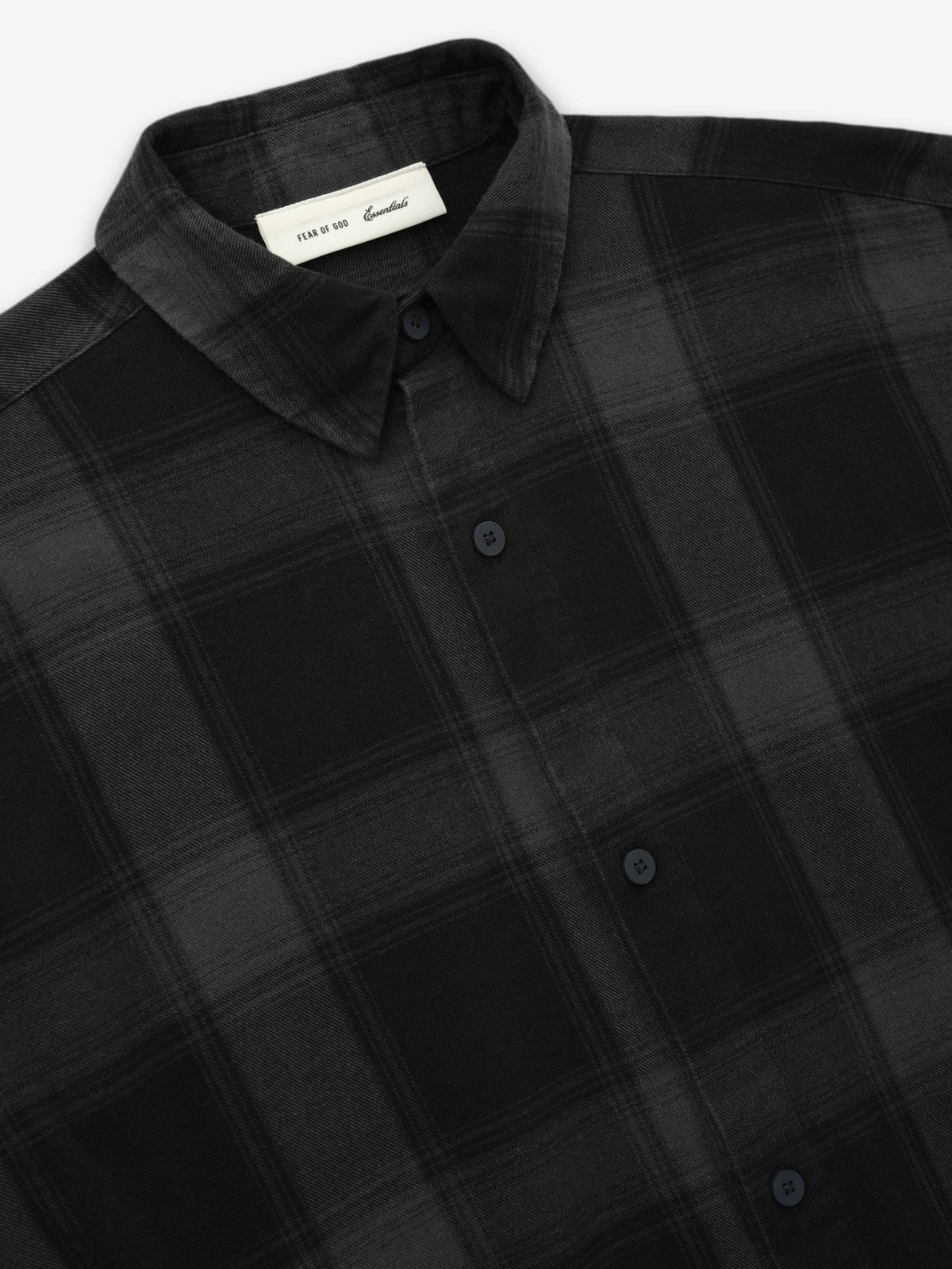 Fear of God Essentials Button Down Shirt Overdyed Vintage Black Plaid - Im Your Wardrobe