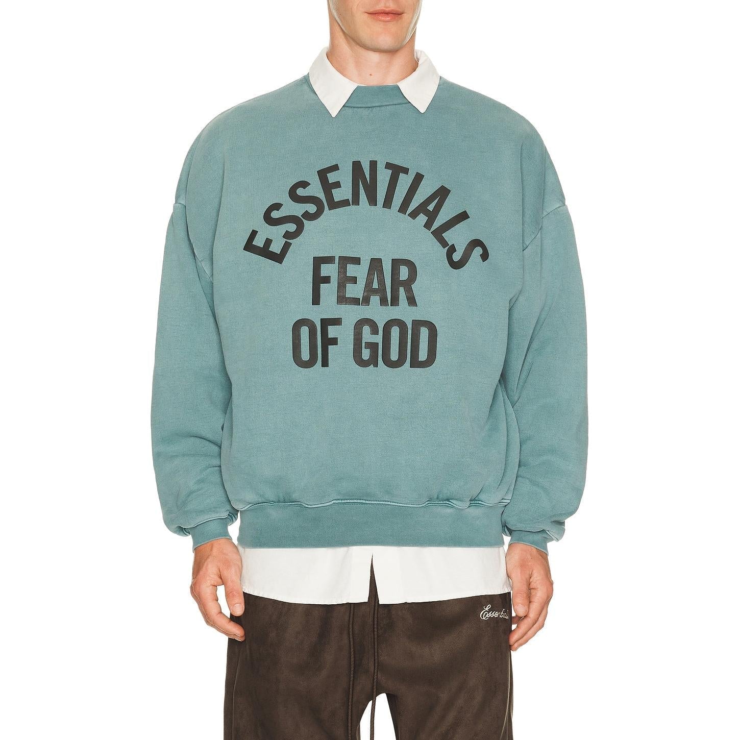 Fear of God Essentials Campus 90's Crewneck Sweatshirt Faded Coastal - Im Your Wardrobe