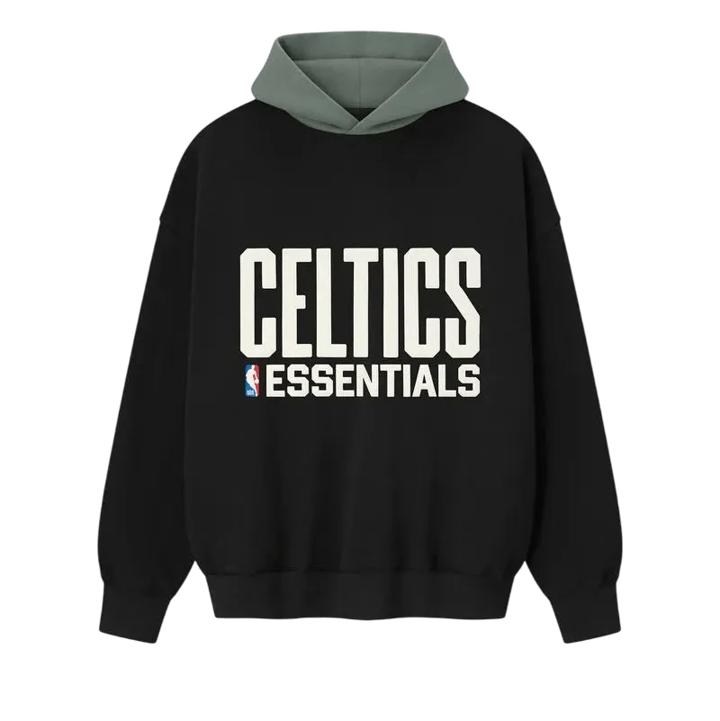 Fear of God Essentials Celtics Sport Hoodie Black/Balsam Green - Im Your Wardrobe