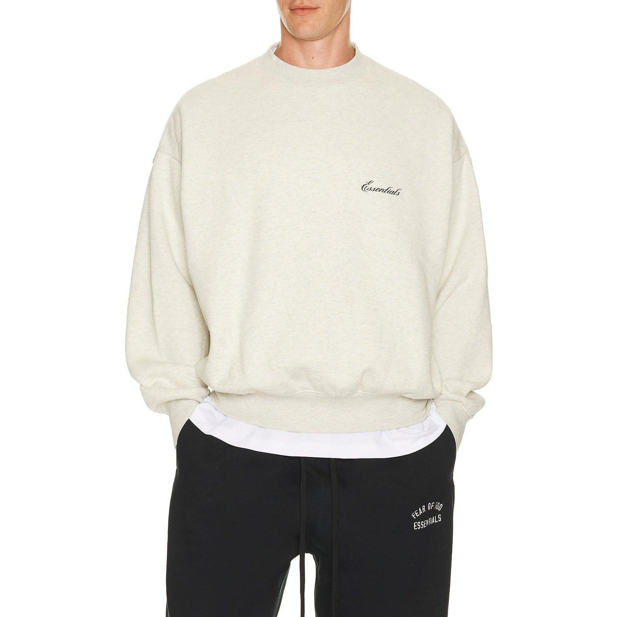 Fear of God Essentials Classic Crewneck Sweatshirt Oatmeal Heather/Light Heather - Im Your Wardrobe