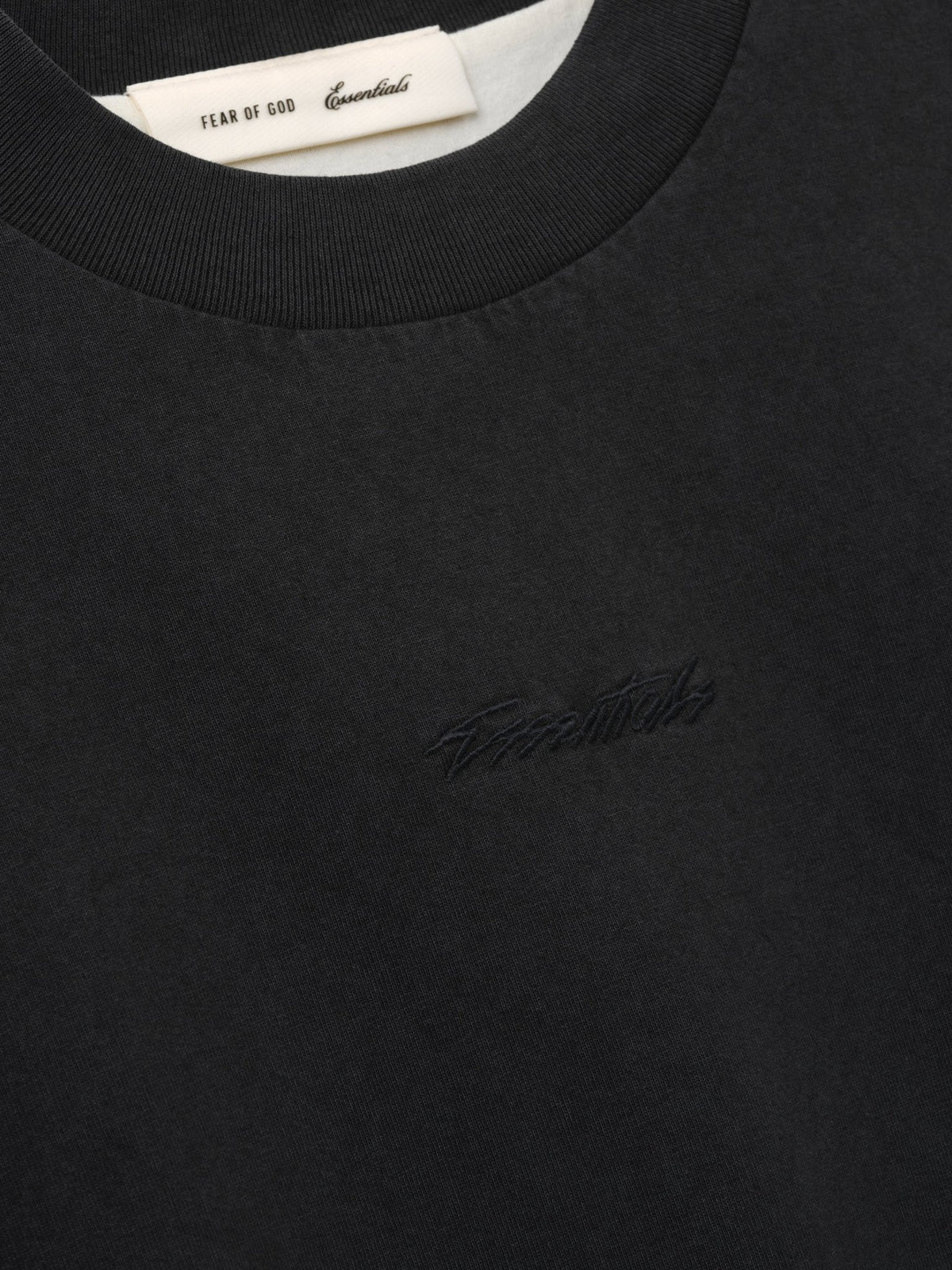 Fear of God Essentials Classic Double Layer Tee Washed Vintage Black - Im Your Wardrobe