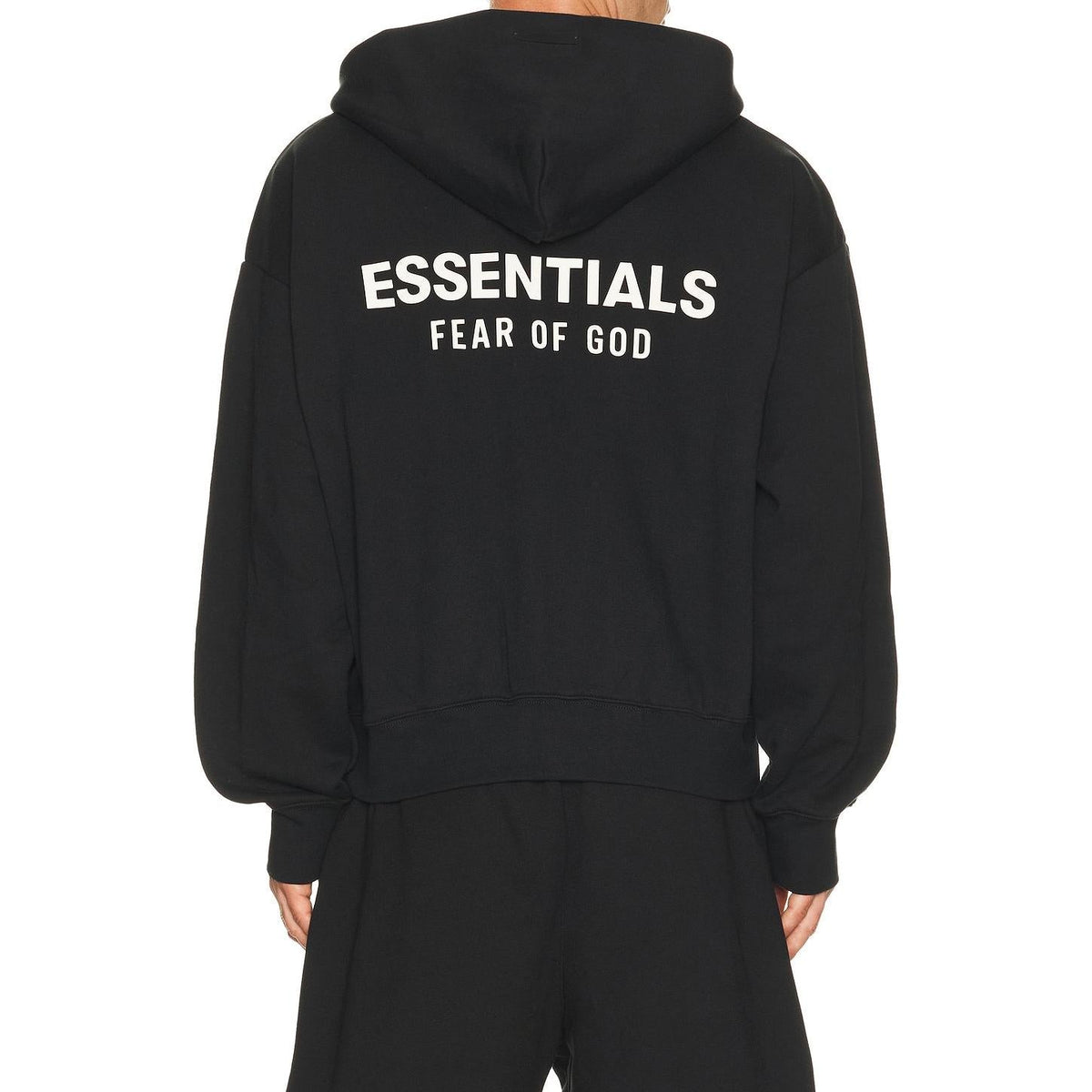 Fear of God Essentials Classic Fit Fleece Zip Up Hoodie Jet Black - Im Your Wardrobe