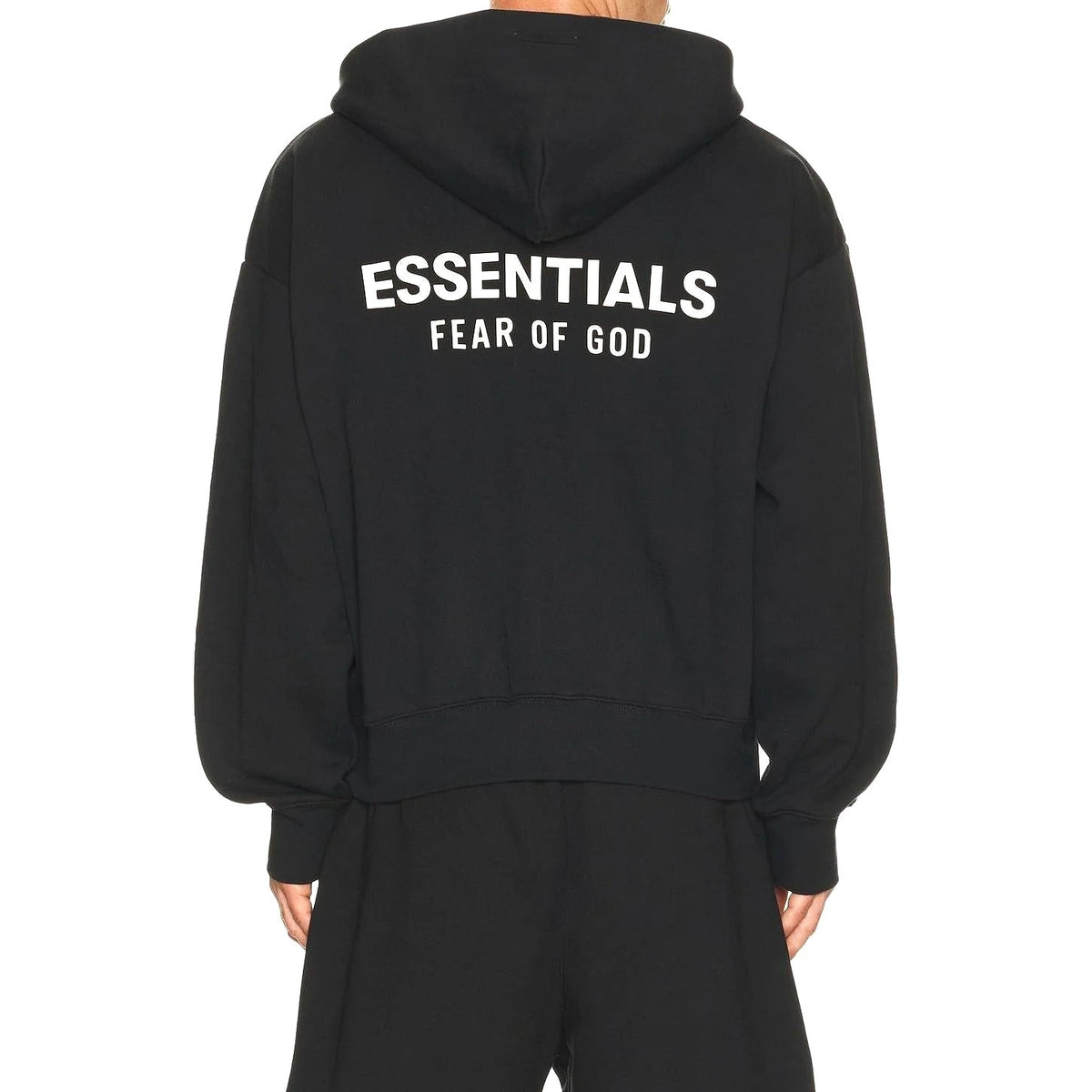 Fear of God Essentials Classic Fit Fleece Zip Up Hoodie Jet Black - Im Your Wardrobe