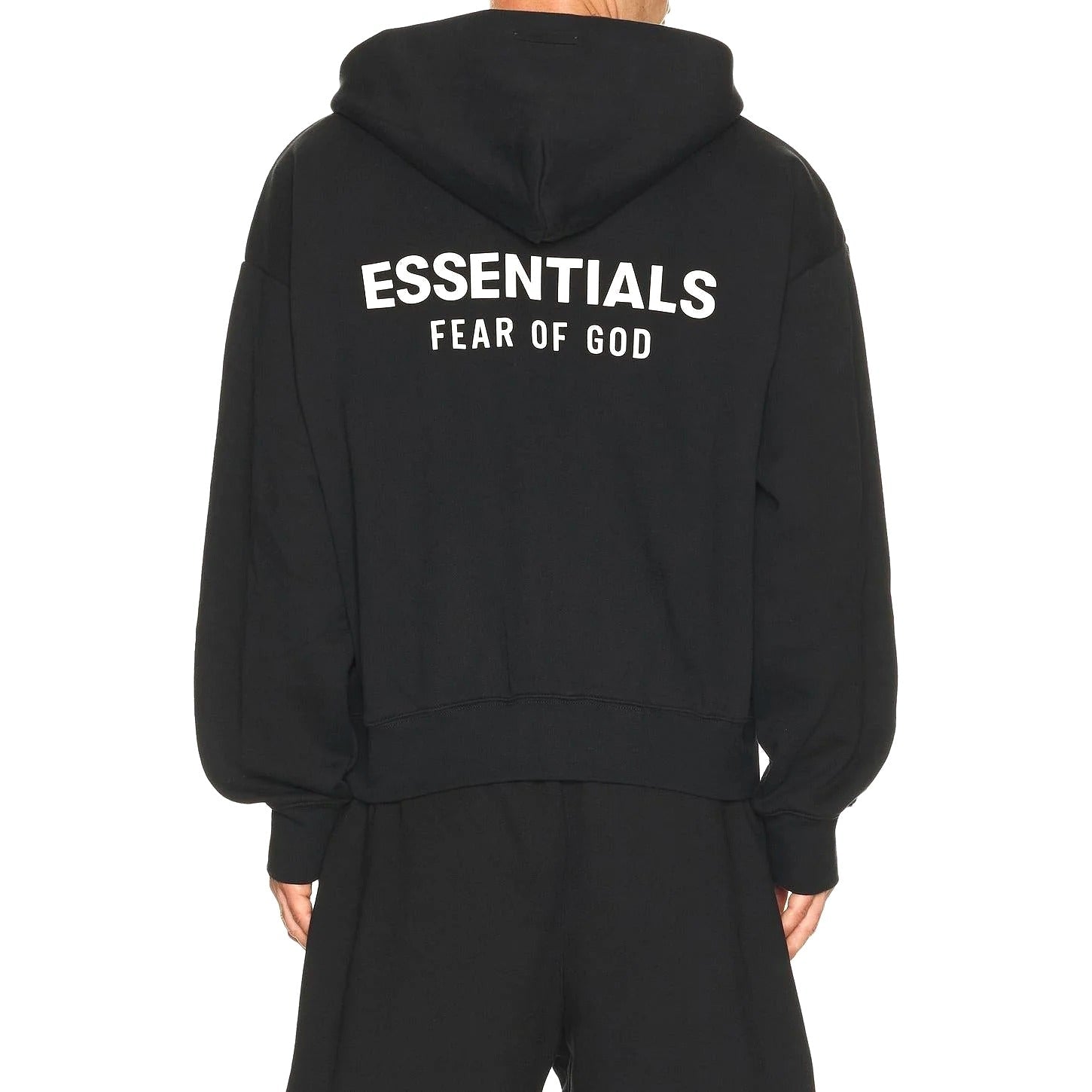 Fear of God Essentials Classic Fit Fleece Zip Up Hoodie Jet Black - Im Your Wardrobe