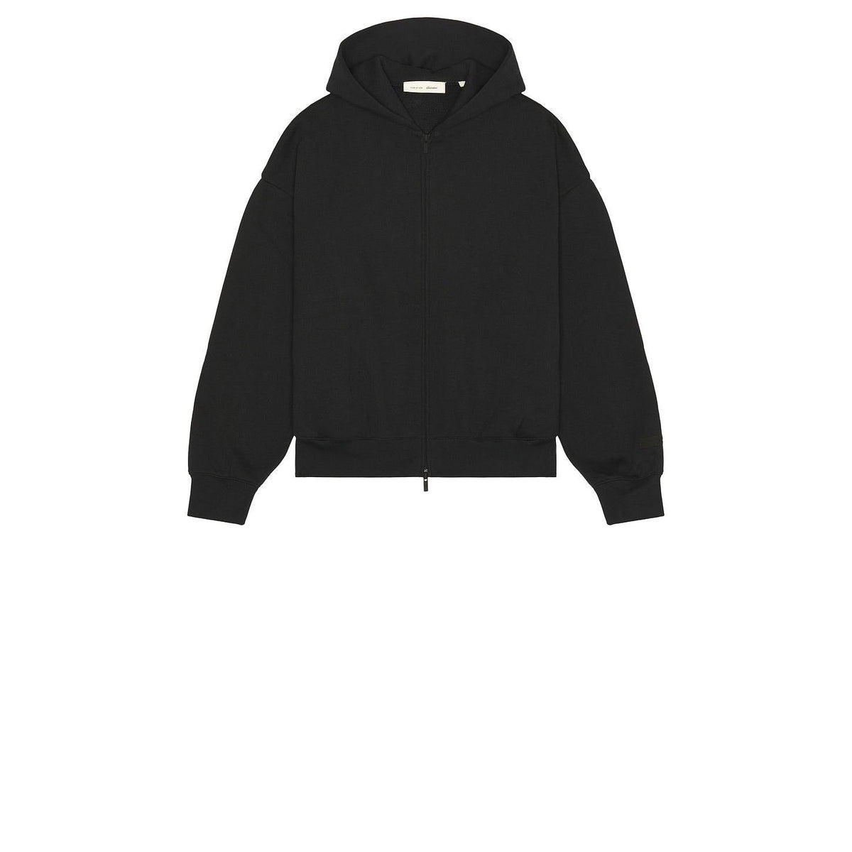 Fear of God Essentials Classic Fit Fleece Zip Up Hoodie Jet Black - Im Your Wardrobe