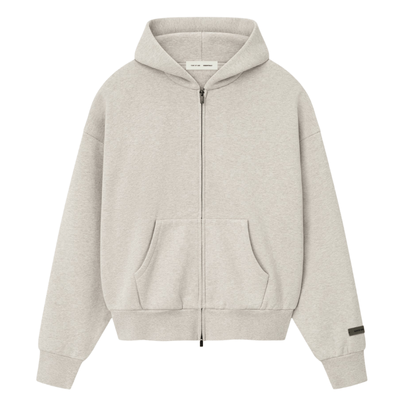 Fear of God Essentials Classic Full Zip Hoodie Heather Stone (2025) - Im Your Wardrobe