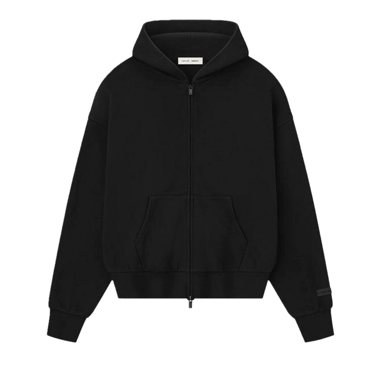 Fear of God Essentials Classic Full Zip Hoodie Jet Black (FW25) - Im Your Wardrobe