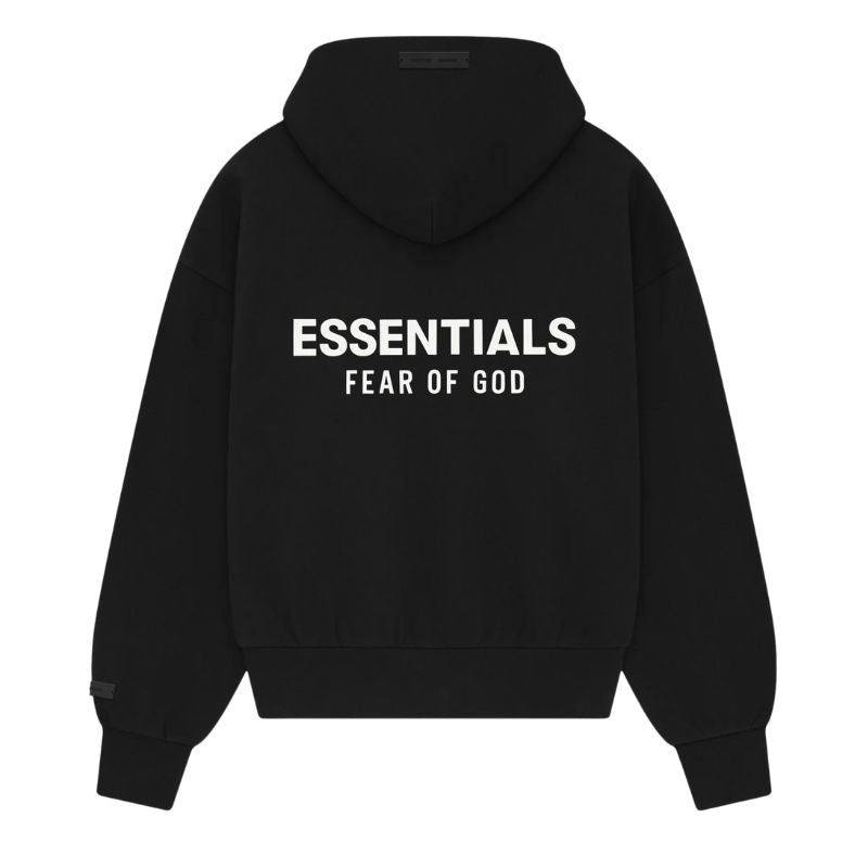 Fear of God Essentials Classic Full Zip - Up Hoodie Jet Black (2025) - Im Your Wardrobe