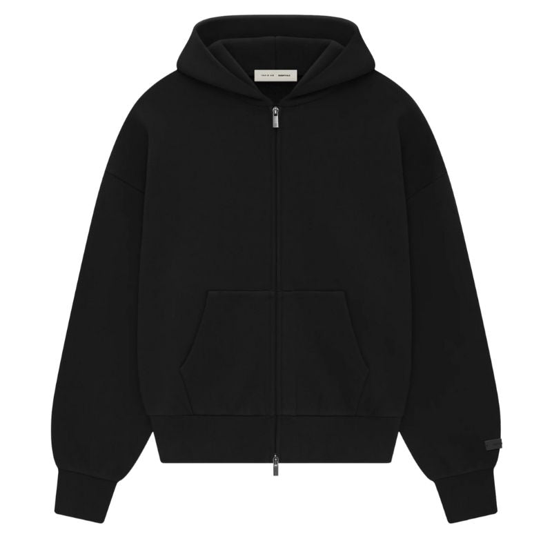 Fear of God Essentials Classic Full Zip - Up Hoodie Jet Black (2025) - Im Your Wardrobe