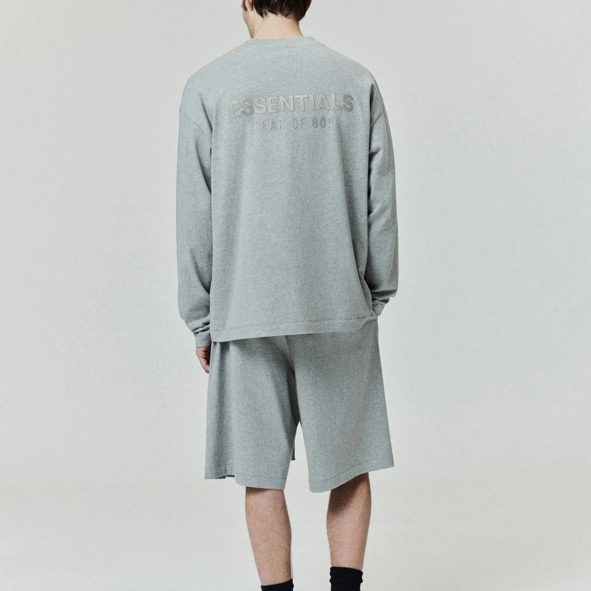 Fear of God Essentials Classic Long Sleeve Tee Concrete Heather - Im Your Wardrobe