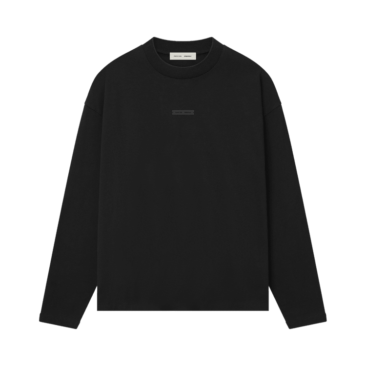 Fear of God Essentials Classic Long Sleeve Tee Jet Black (FW25) - Im Your Wardrobe