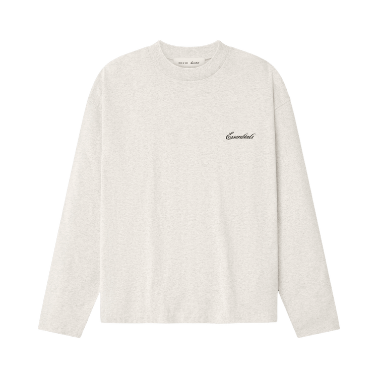 Fear of God Essentials Classic Long Sleeve Tee Oatmeal Heather (SS26) - Im Your Wardrobe