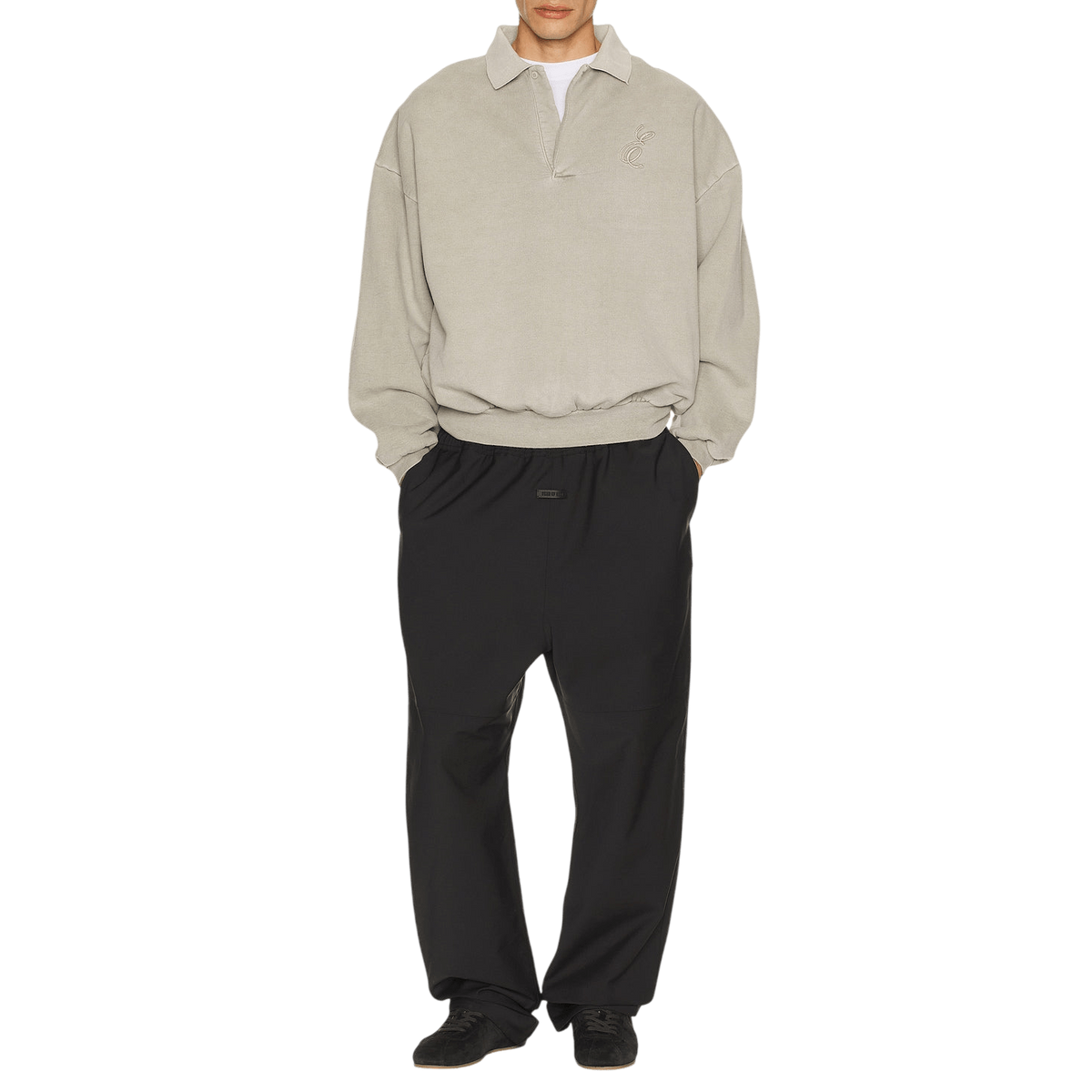 Fear of God Essentials Classic Polo Sweatshirt Smoke Grey - Im Your Wardrobe