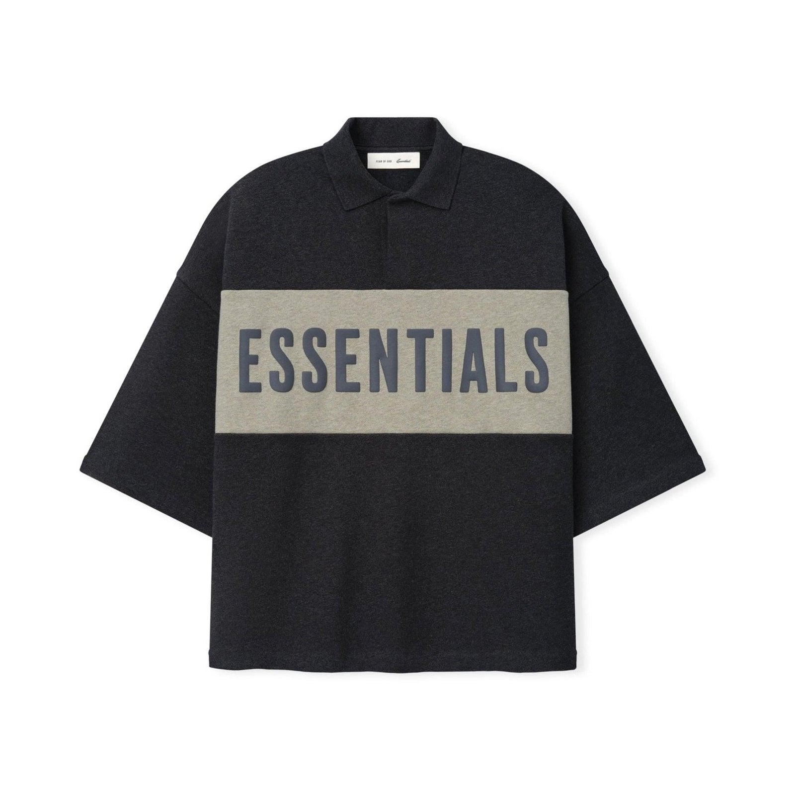 Fear of God Essentials Cropped Panelled Polo Iron Grey Heather/ Seal Heather - Im Your Wardrobe