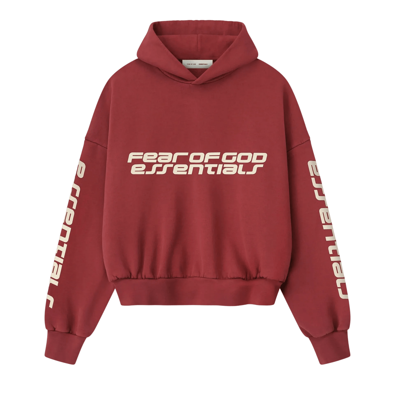 Fear of God Essentials Cropped Relaxed Hoodie Crimson - Im Your Wardrobe