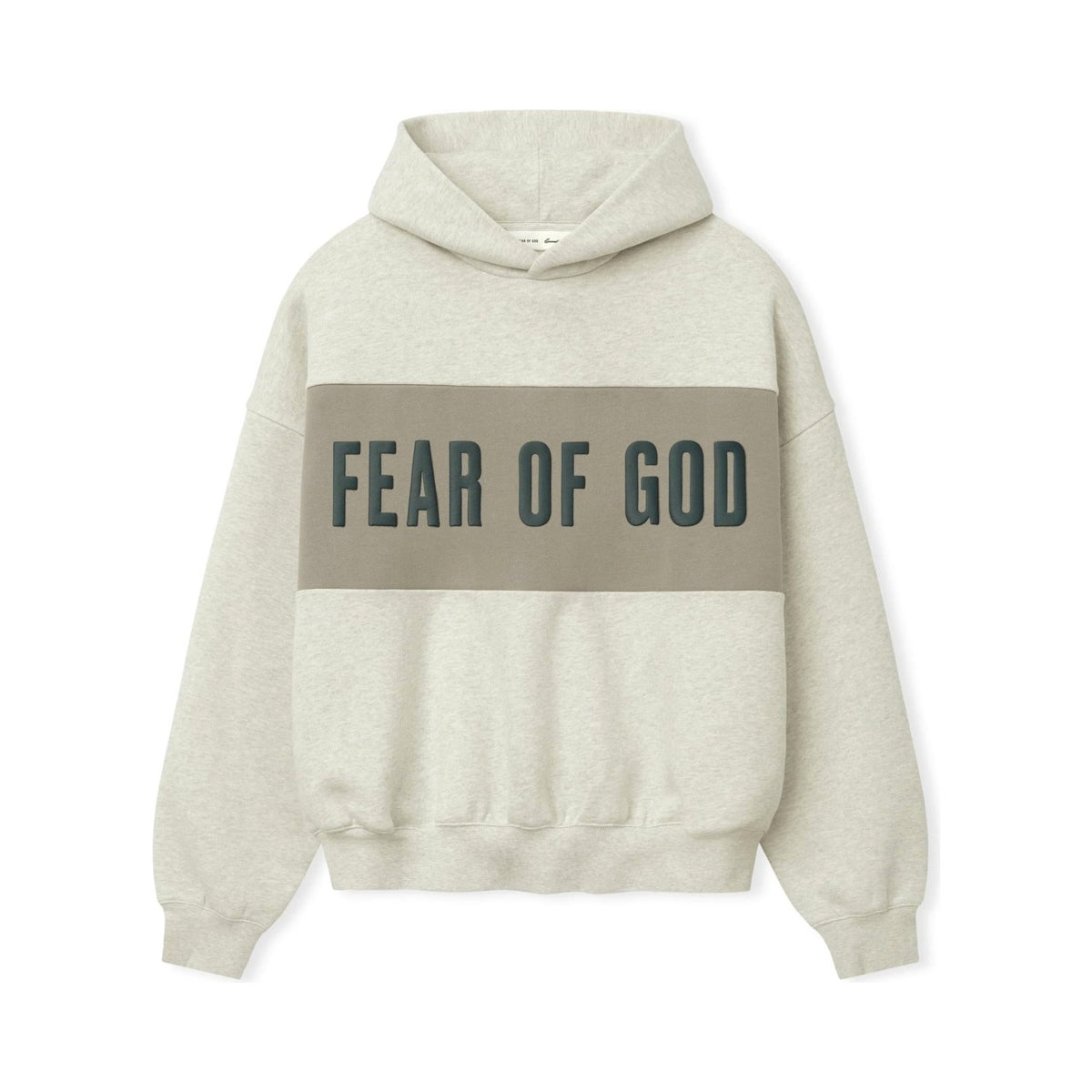 Fear of God Essentials Cropped Relaxed Panelled Hoodie Vanilla Heather/ Seal - Im Your Wardrobe