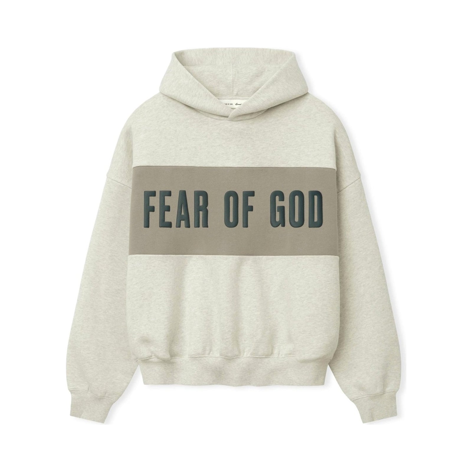 Fear of God Essentials Cropped Relaxed Panelled Hoodie Vanilla Heather/ Seal - Im Your Wardrobe