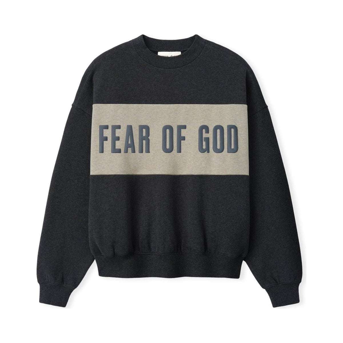 Fear of God Essentials Cropped Relaxed Panelled Sweatshirt Iron Grey Heather/ Seal Heather - Im Your Wardrobe