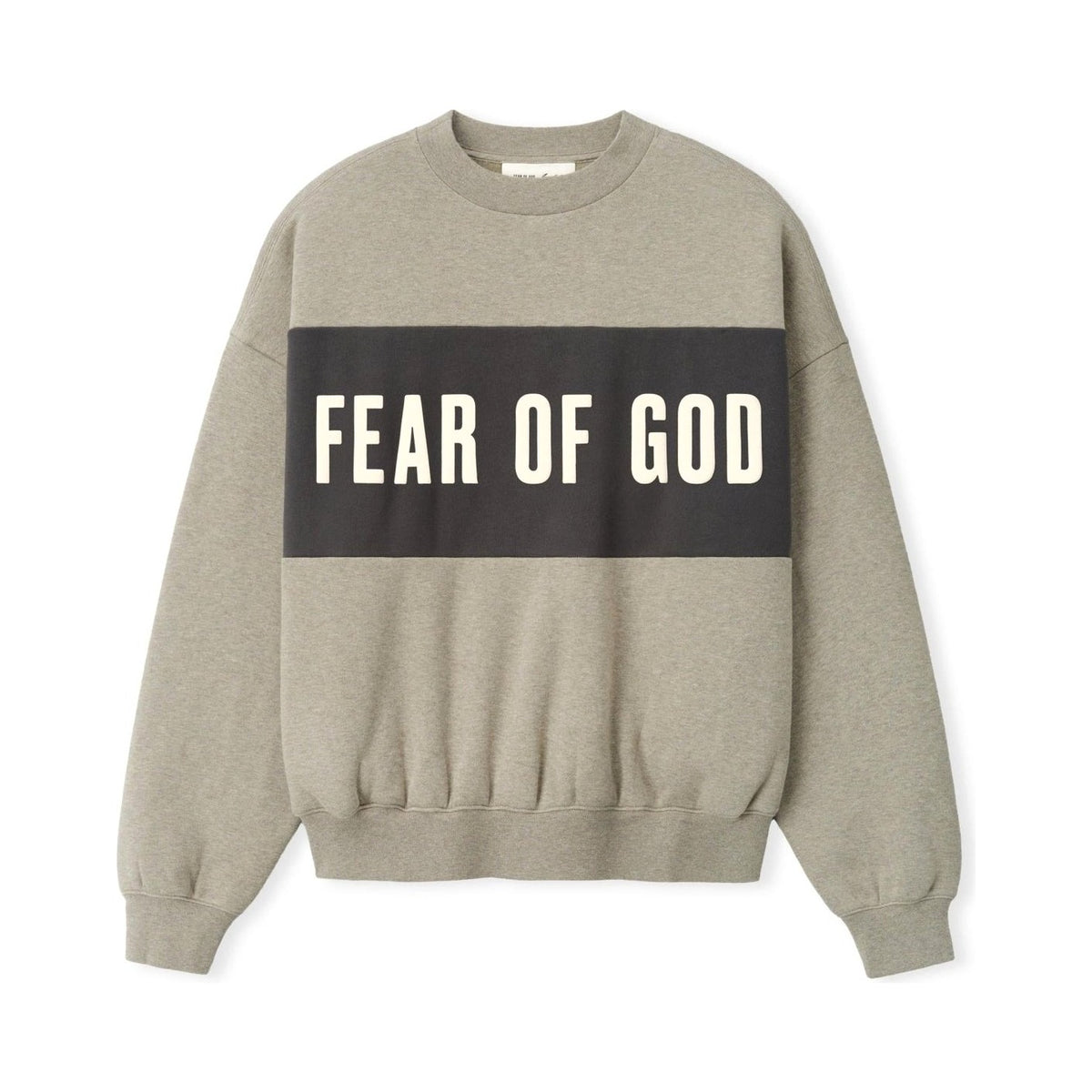 Fear of God Essentials Cropped Relaxed Panelled Sweatshirt Seal Heather/ Iron Grey - Im Your Wardrobe