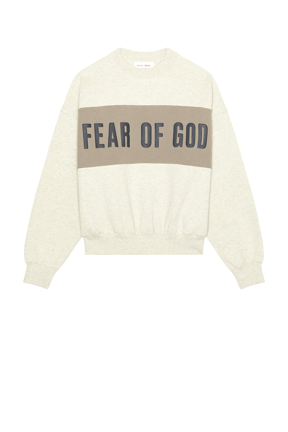 Fear of God Essentials Cropped Relaxed Panelled Sweatshirt Vanilla Heather/ Seal - Im Your Wardrobe