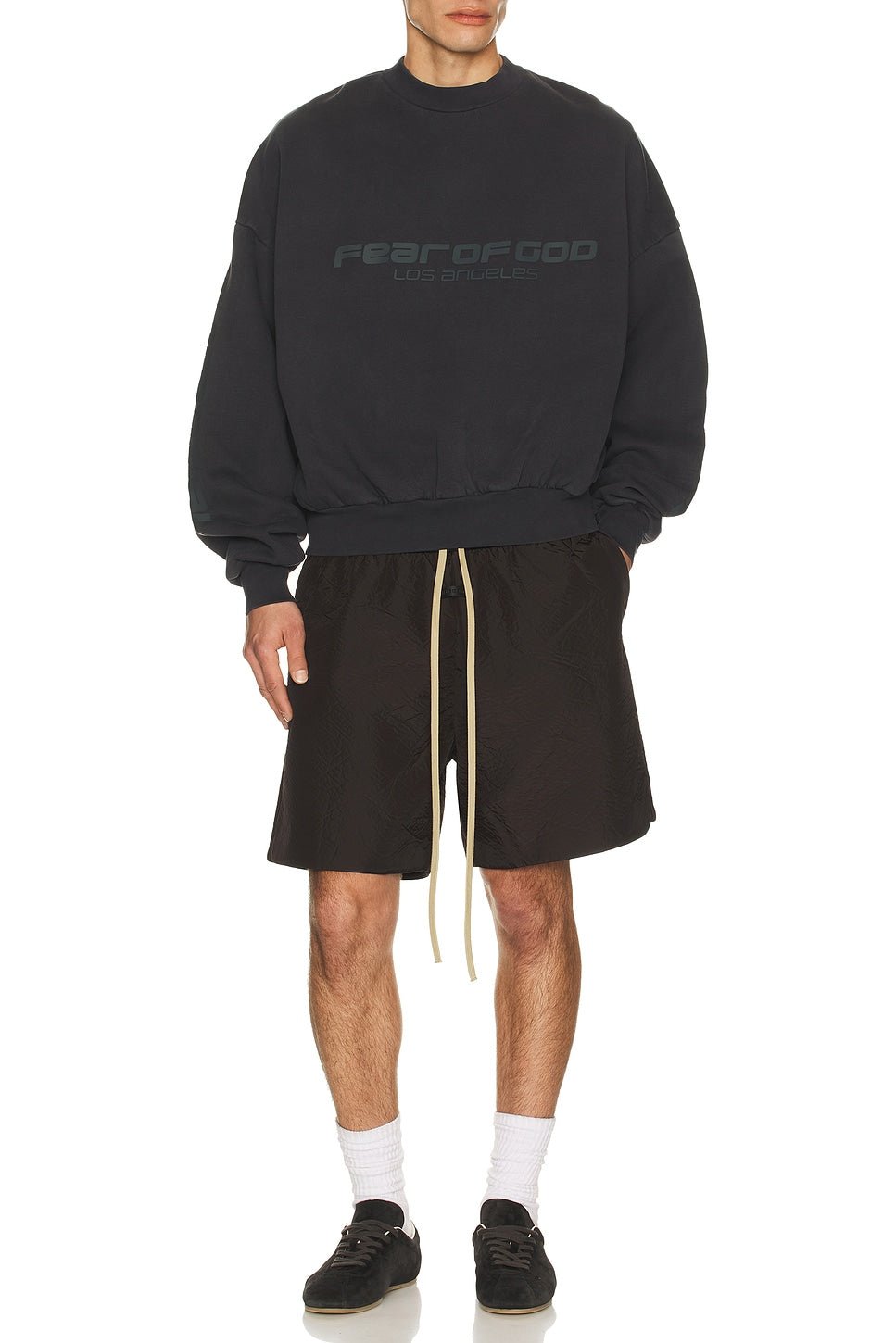 Fear of God Essentials Cropped Relaxed Sweatshirt Vintage Black - Im Your Wardrobe