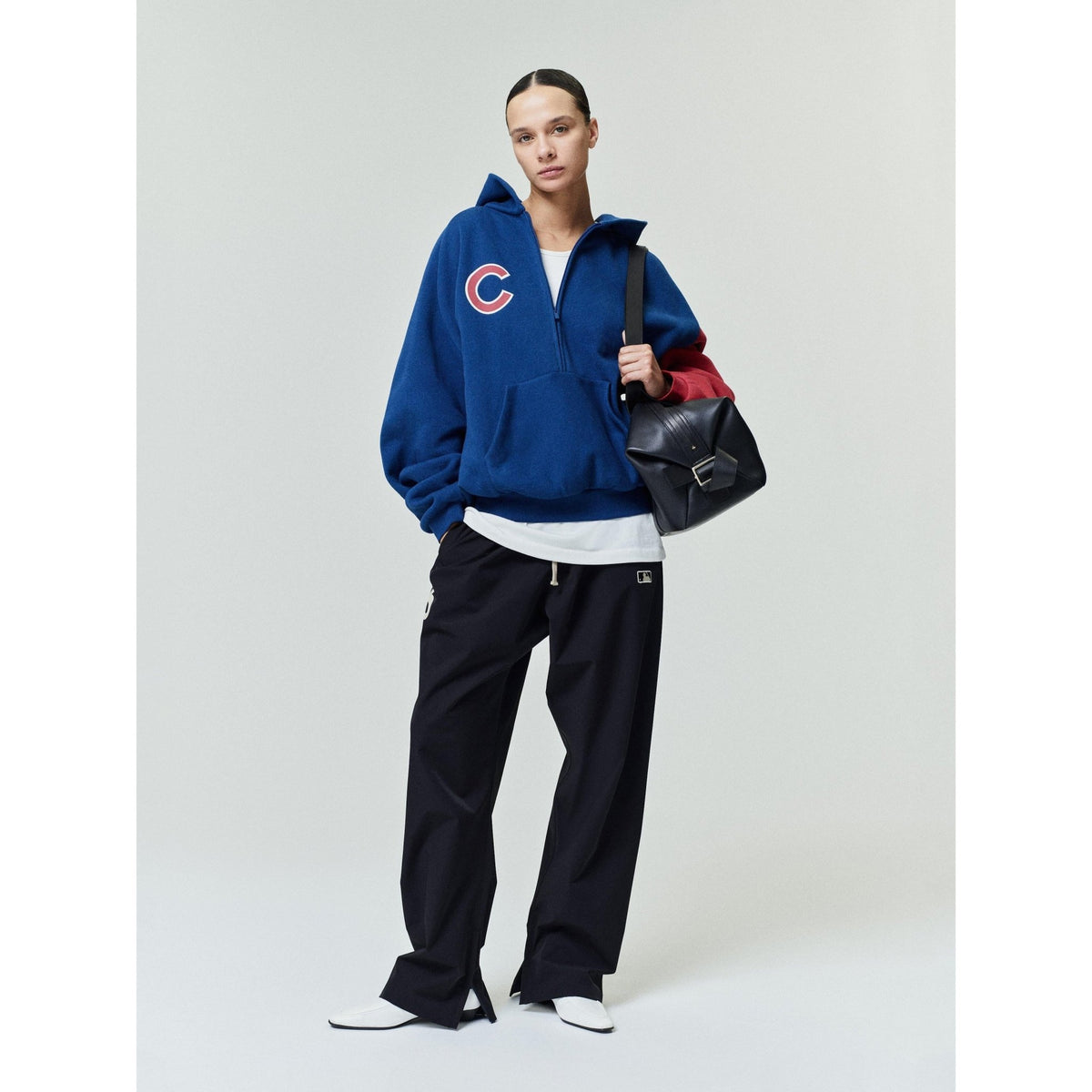 Fear of God Essentials Cubs Raglan Half Zip Sport Hoodie Estate Blue/ Stone Red - Im Your Wardrobe