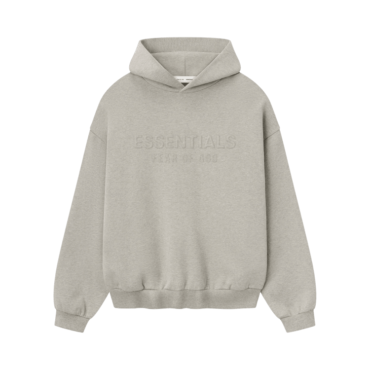 Fear of God Essentials Embossed 90s Fit Fleece Hoodie Warm Heather (FW25) - Im Your Wardrobe