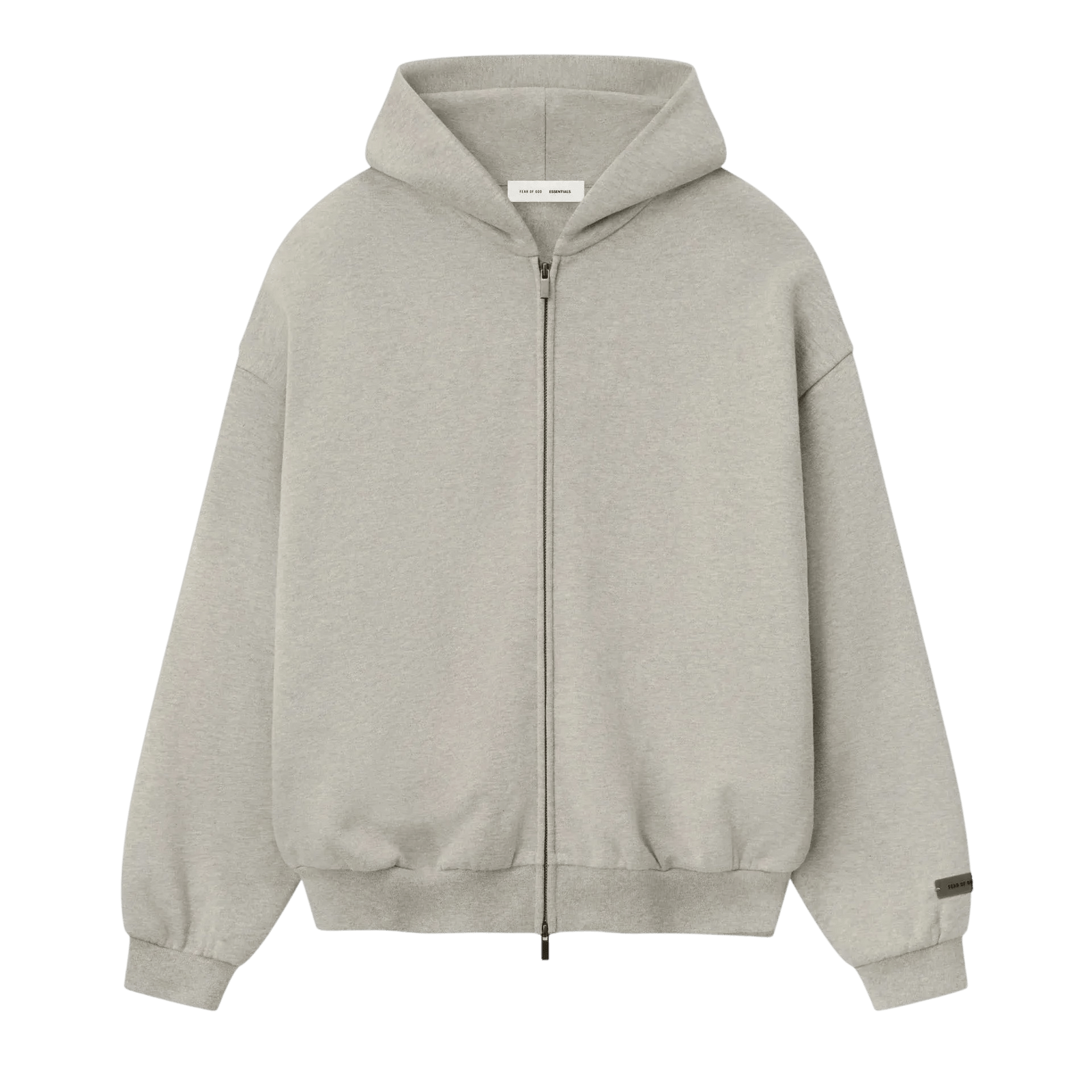 Fear of God Essentials Embossed Classic Fleece Zip - Up Hoodie Warm Heather - Im Your Wardrobe