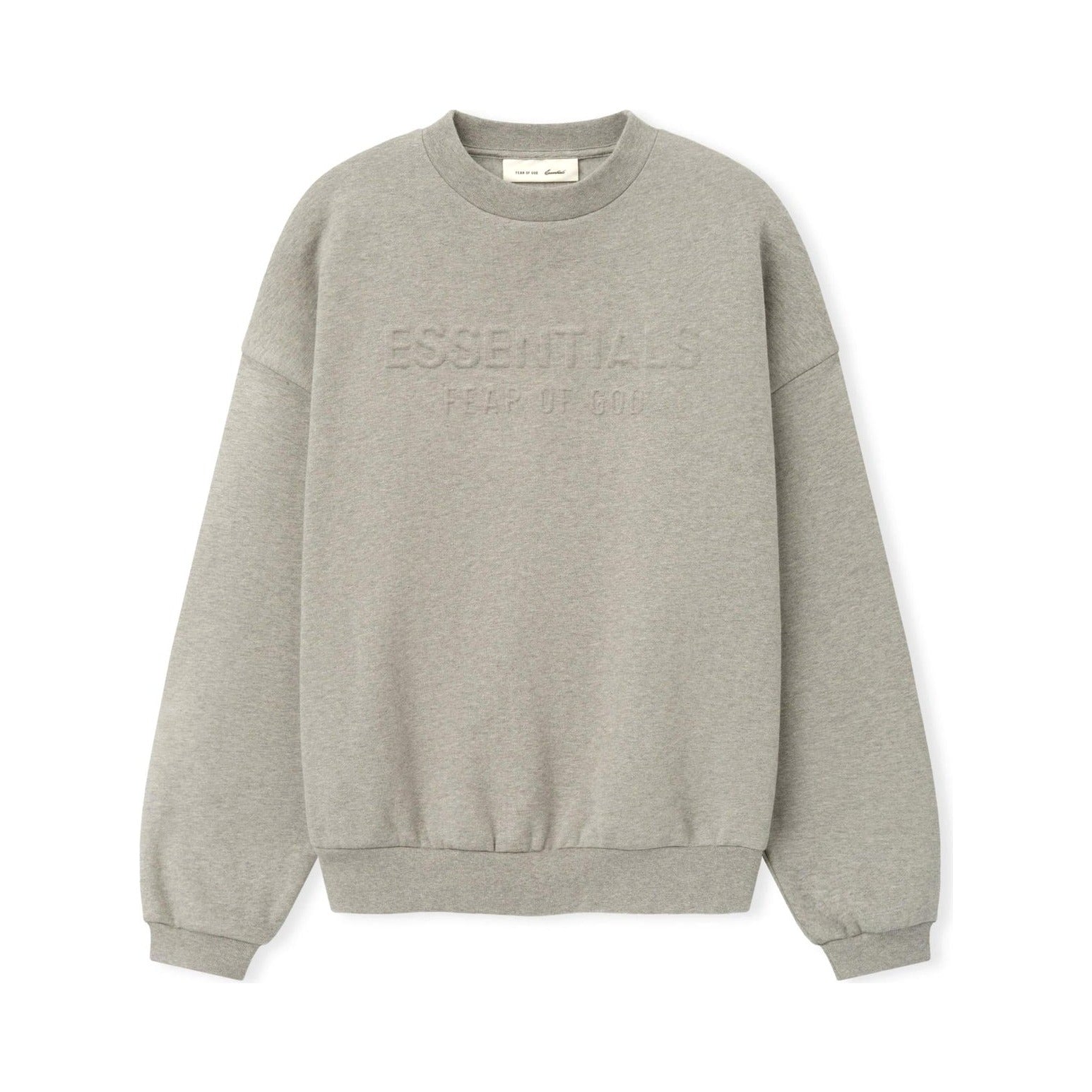 Fear of God Essentials Embossed FW26 90s Relaxed Crewneck Warm Heather - Im Your Wardrobe