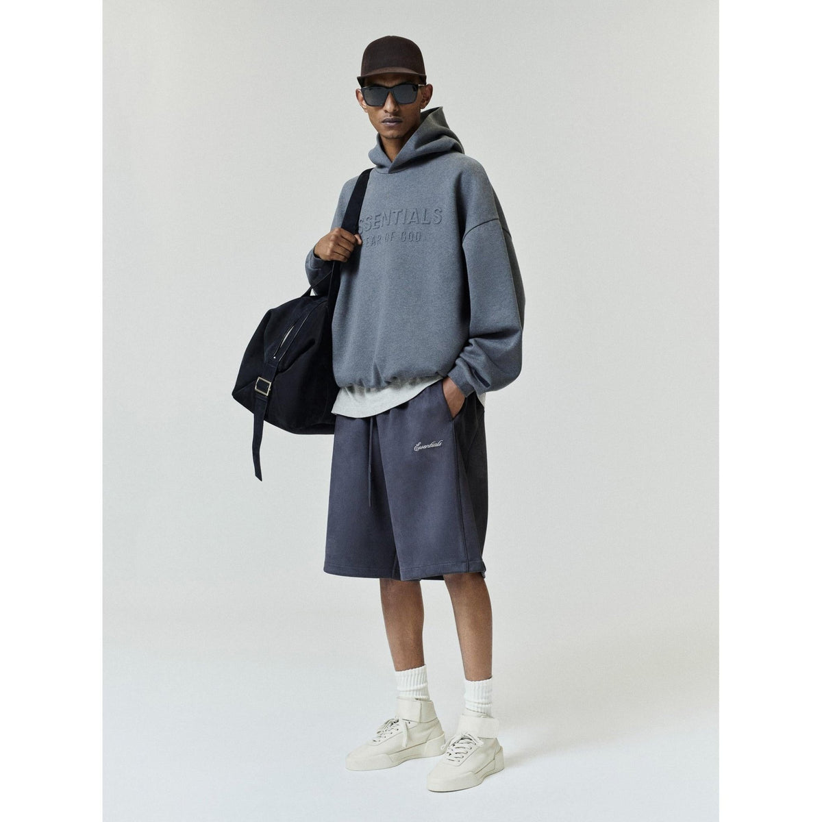 Fear of God Essentials Embossed FW26 90s Relaxed Hoodie Ash Heather - Im Your Wardrobe