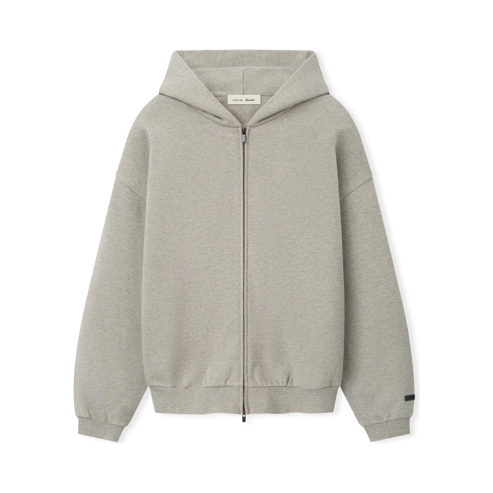Fear of God Essentials Embossed FW26 90s Relaxed Zip Up Hoodie Ash Heather - Im Your Wardrobe