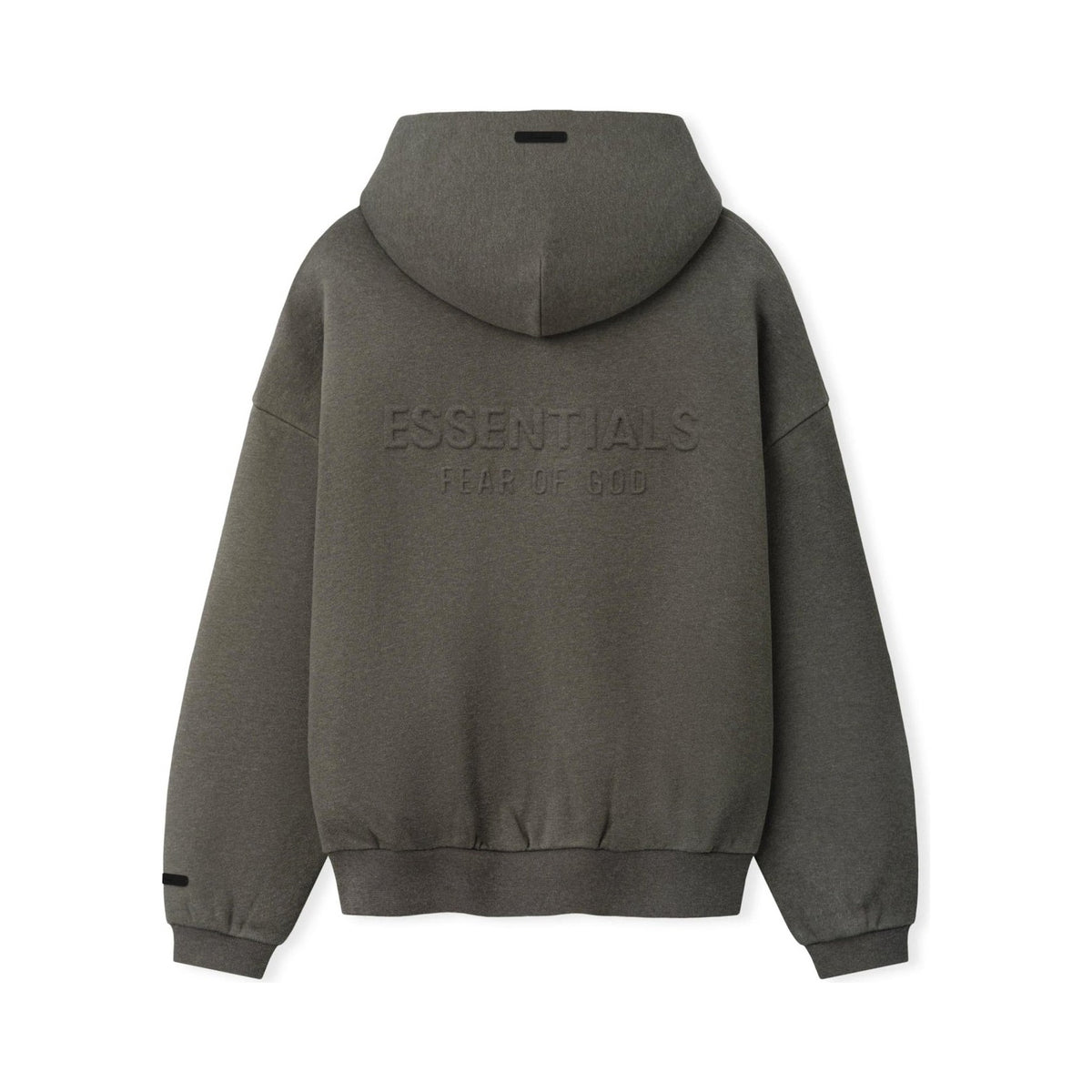 Fear of God Essentials Embossed FW26 90s Relaxed Zip-Up Hoodie Warm Heather - Im Your Wardrobe