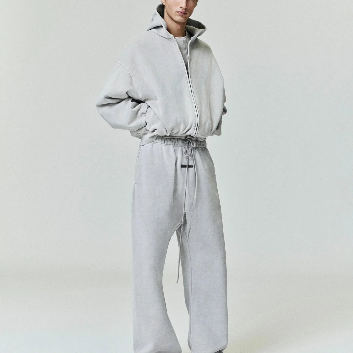 Fear of God Essentials Embroidered Classic Full Zip Hoodie Smoke Grey - Im Your Wardrobe