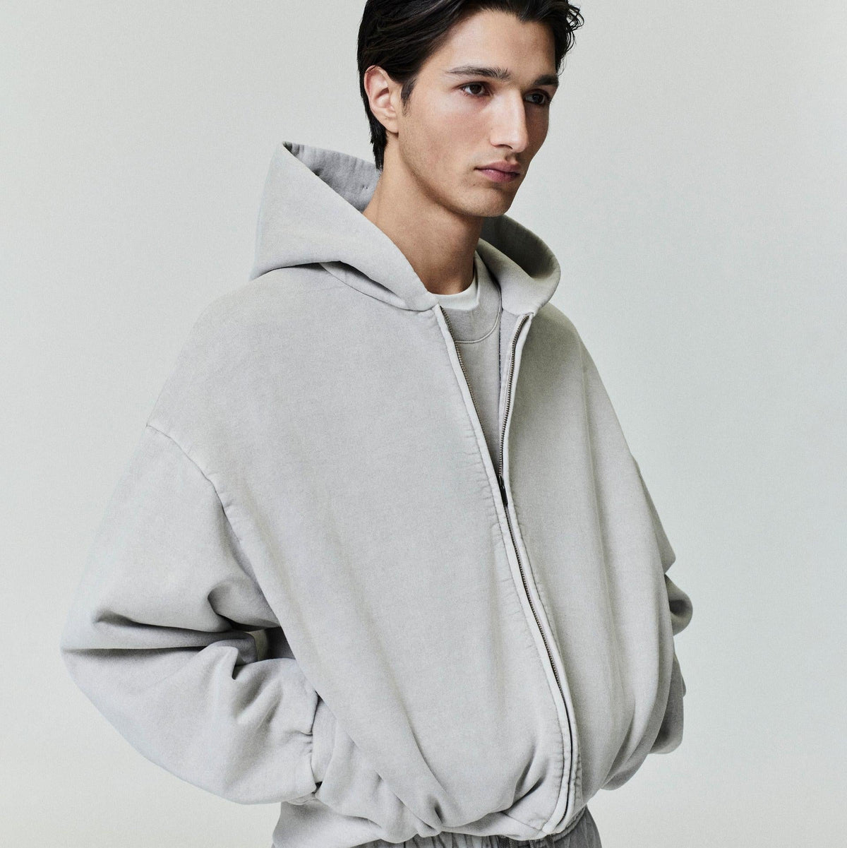 Fear of God Essentials Embroidered Classic Full Zip Hoodie Smoke Grey - Im Your Wardrobe