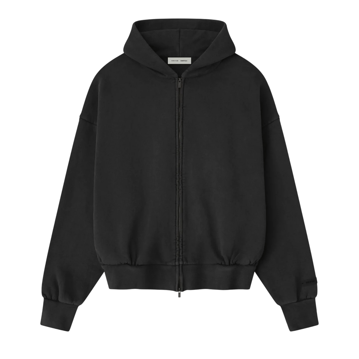 Fear of God Essentials Embroidered Classic Full Zip Hoodie Vintage Black - Im Your Wardrobe