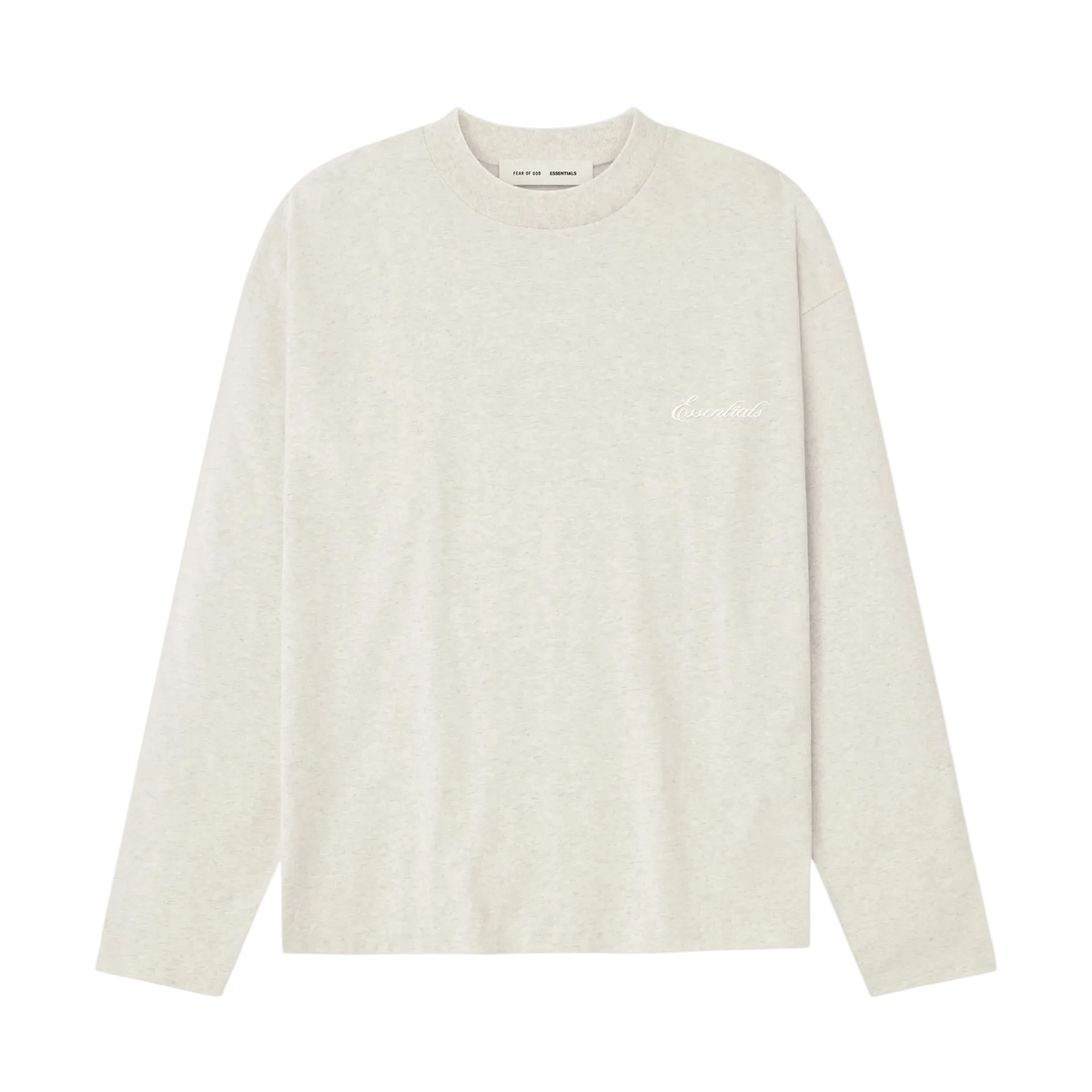 Fear of God Essentials Embroidered Classic Long Sleeve Tee Oatmeal Heather - Im Your Wardrobe