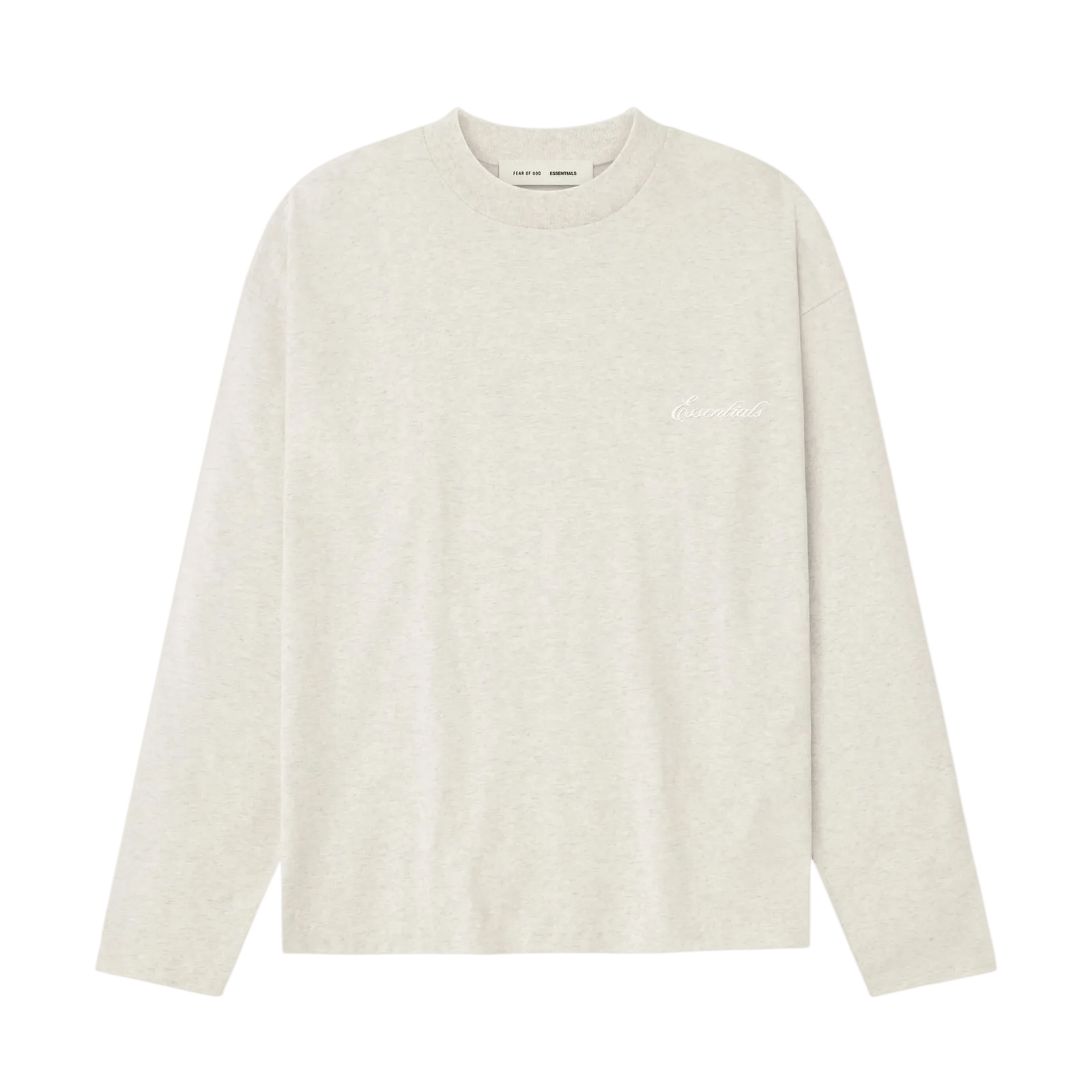 Fear of God Essentials Embroidered Classic Long Sleeve Tee Oatmeal Heather - Im Your Wardrobe