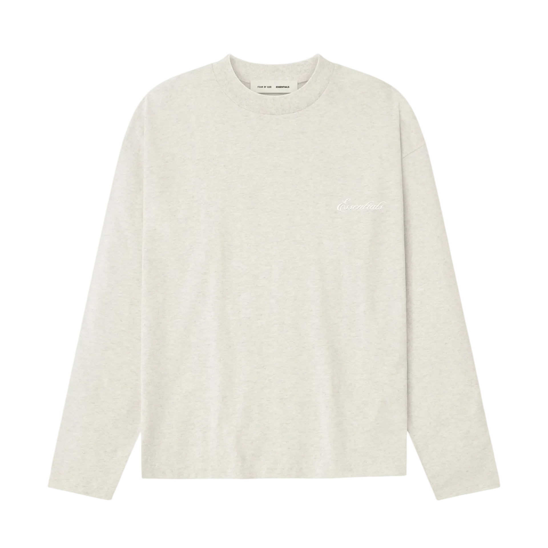 Fear of God Essentials Embroidered Classic Long Sleeve Tee Oatmeal Heather - Im Your Wardrobe