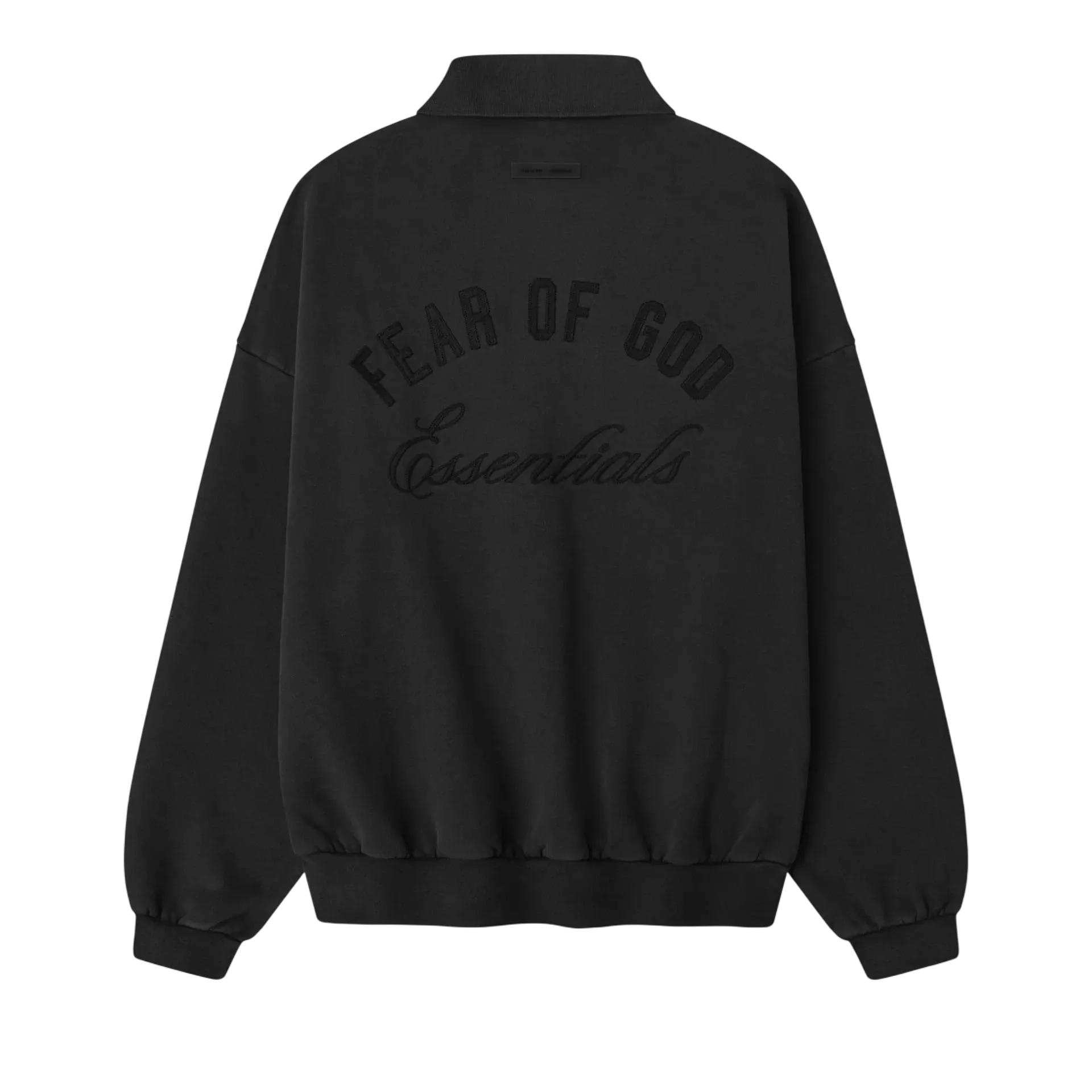 Fear of God Essentials Embroidered Classic Polo Sweatshirt Vintage Black - Im Your Wardrobe