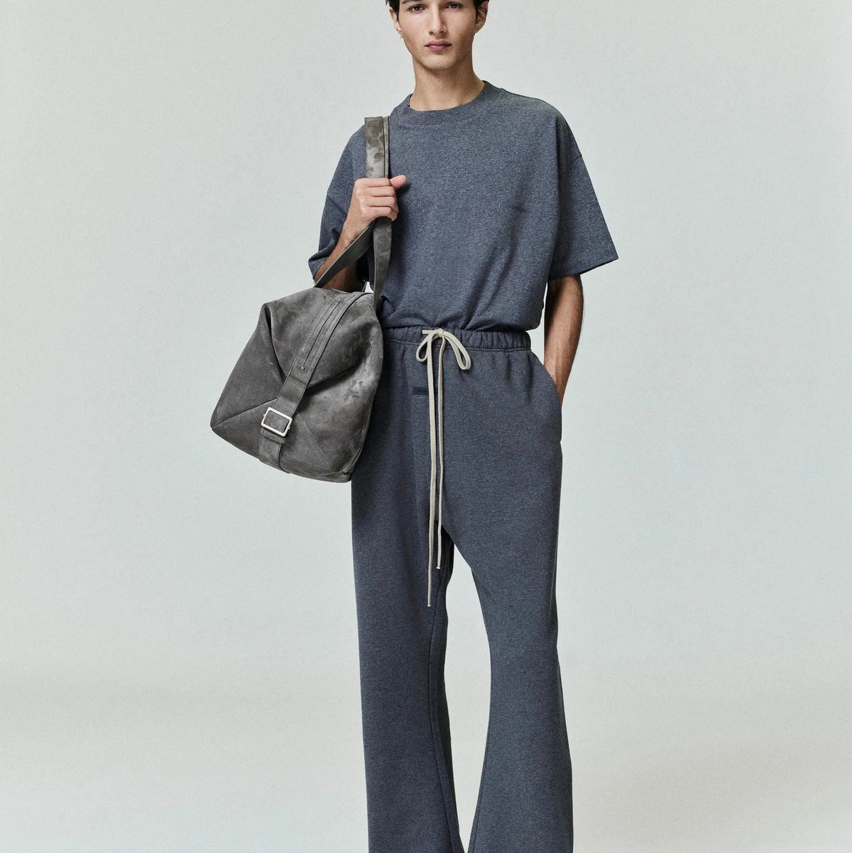 Fear of God Essentials Embroidered Classic Short Sleeve Tee Charcoal Heather - Im Your Wardrobe