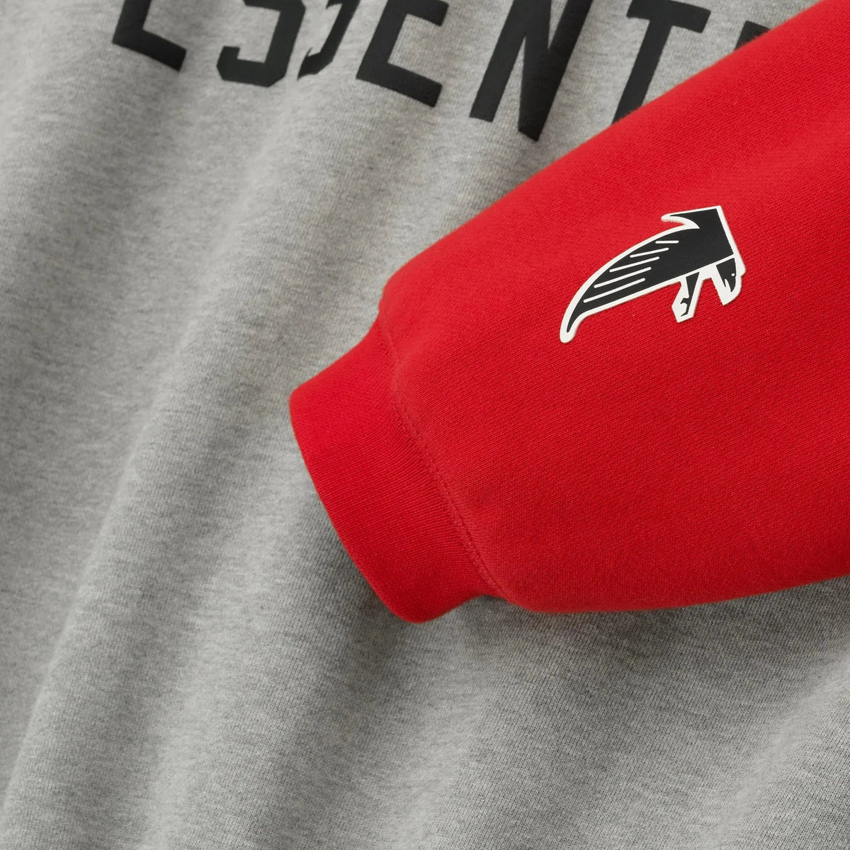 Fear of God Essentials Falcons Sport Hoodie Concrete Heather/Red - Im Your Wardrobe
